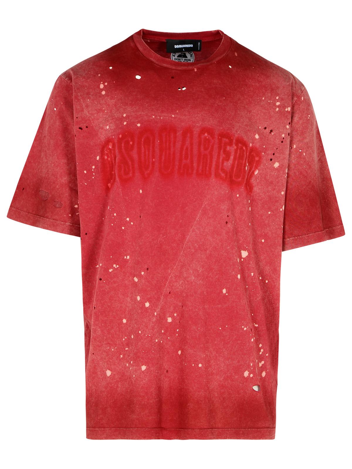 Shop Dsquared2 Red Cotton T-shirt In Cherry Pop