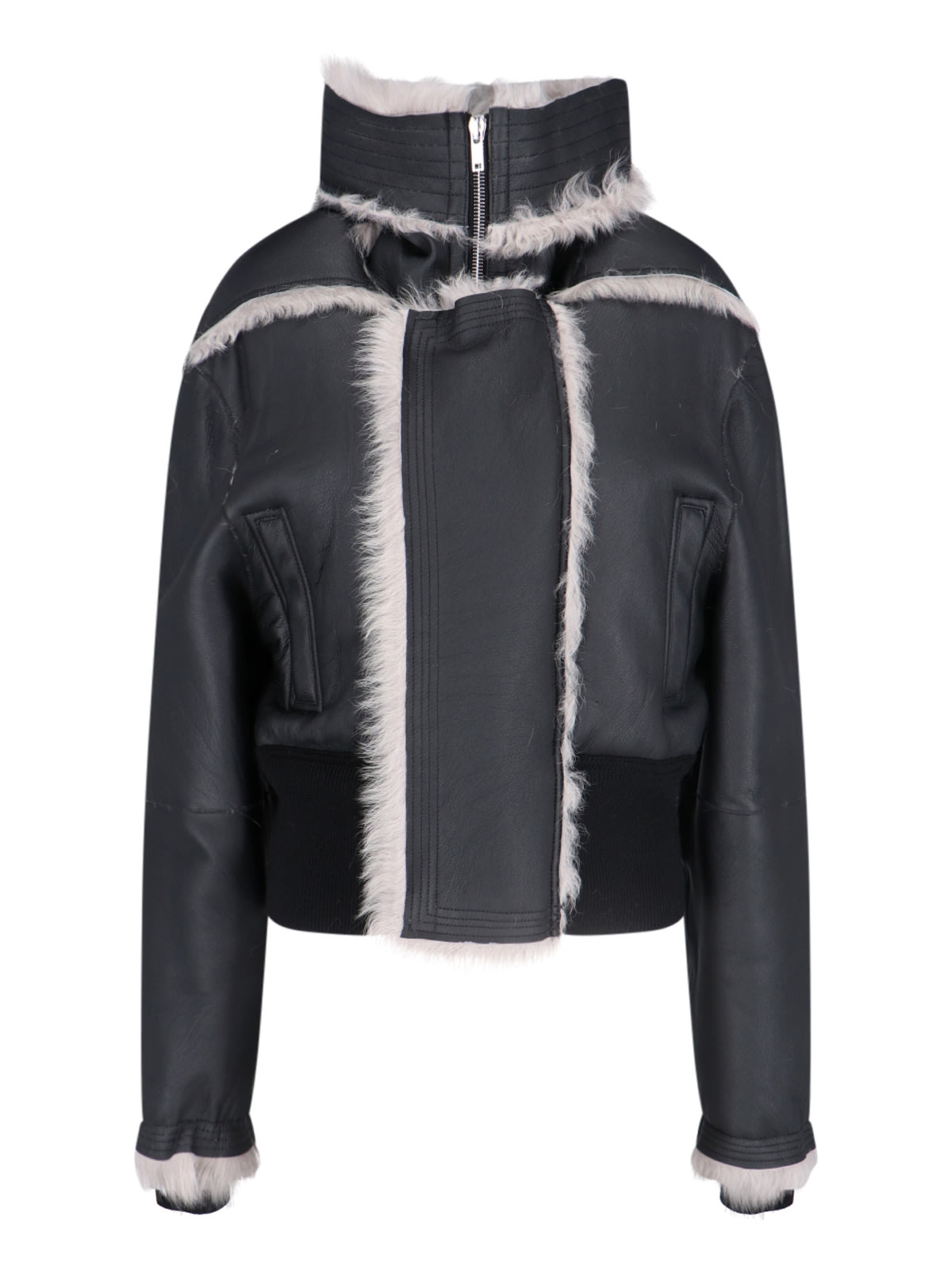 Shop Rick Owens Shearling Zip Jacket In Black