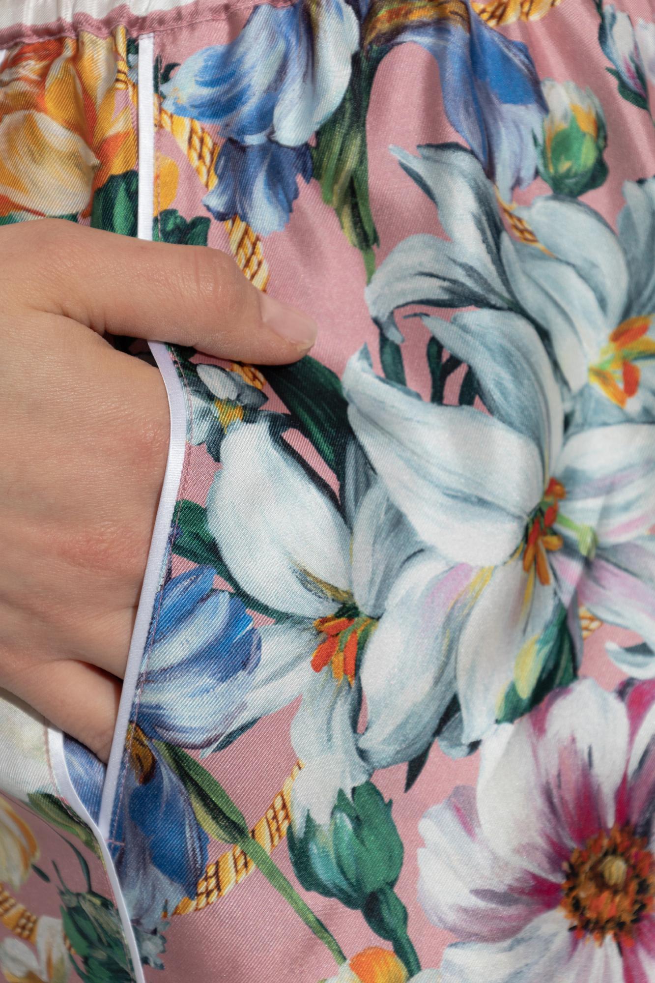 Dolce & Gabbana Floral-print Silk-twill Shorts In Pink