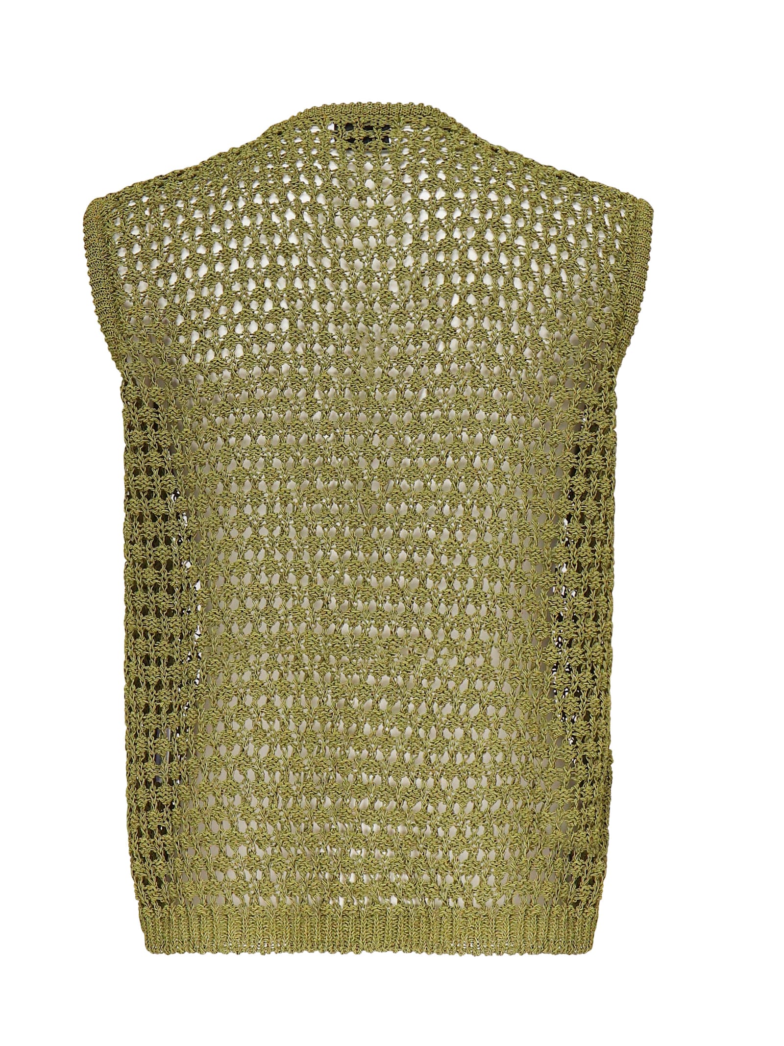 Shop Bonsai Openwork Knit Vest In Green