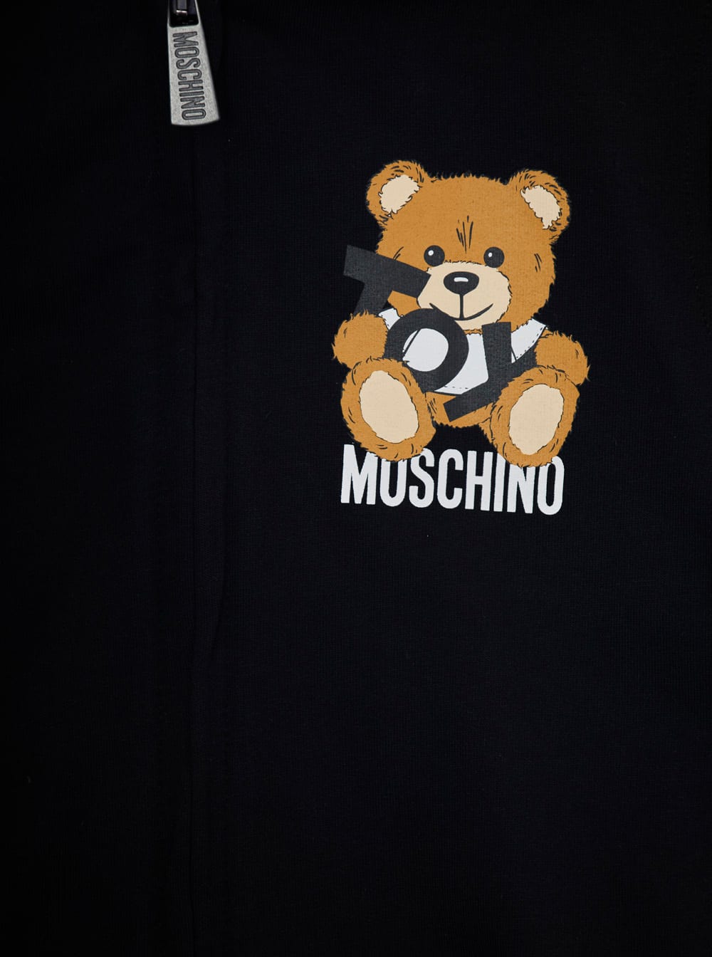 Moschino Black Hoodie With Teddy Bear Print On The Front In Cotton Boy In Black