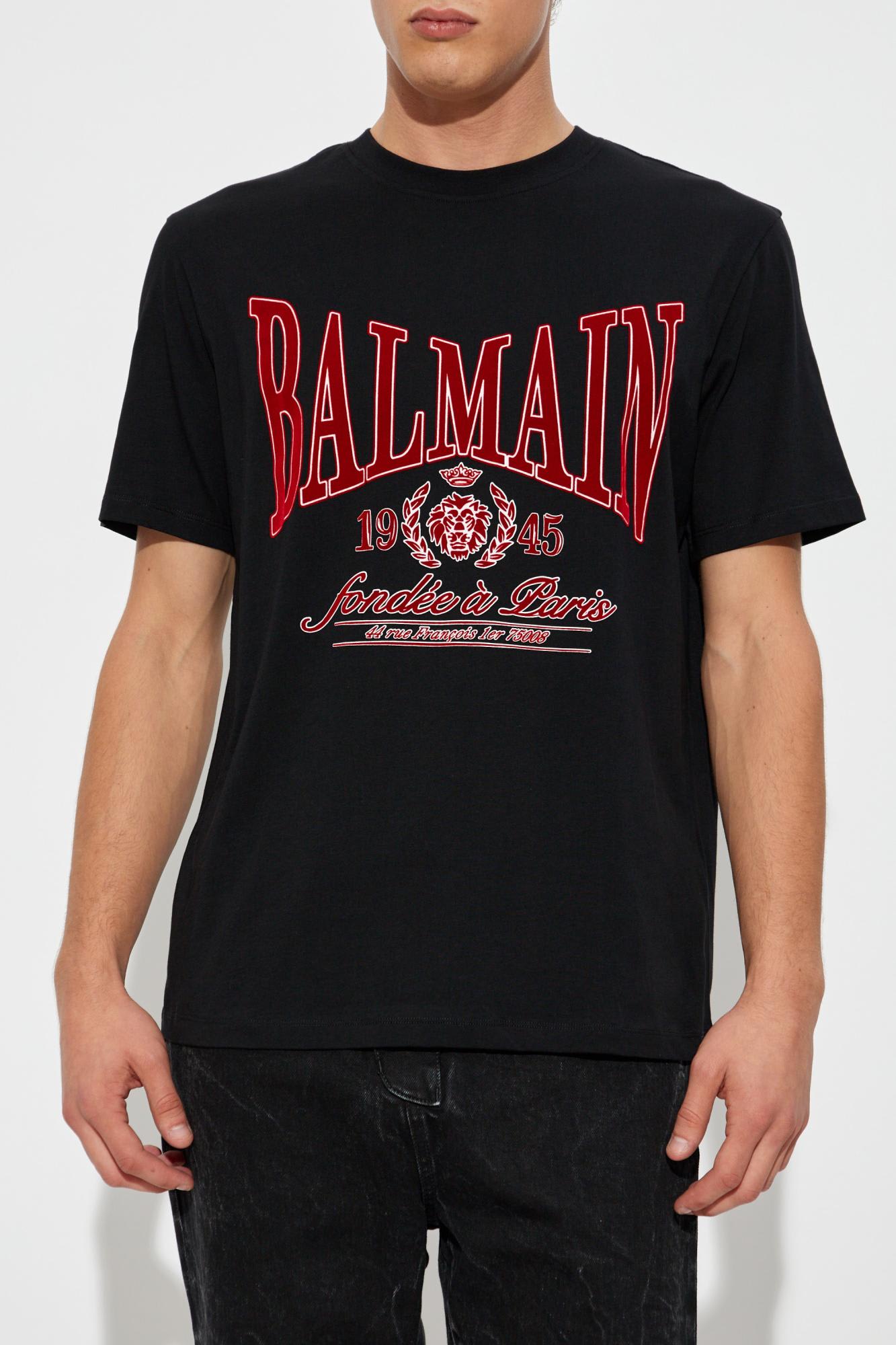Balmain T-shirt With A Logo And Velvet Finish In Transparent