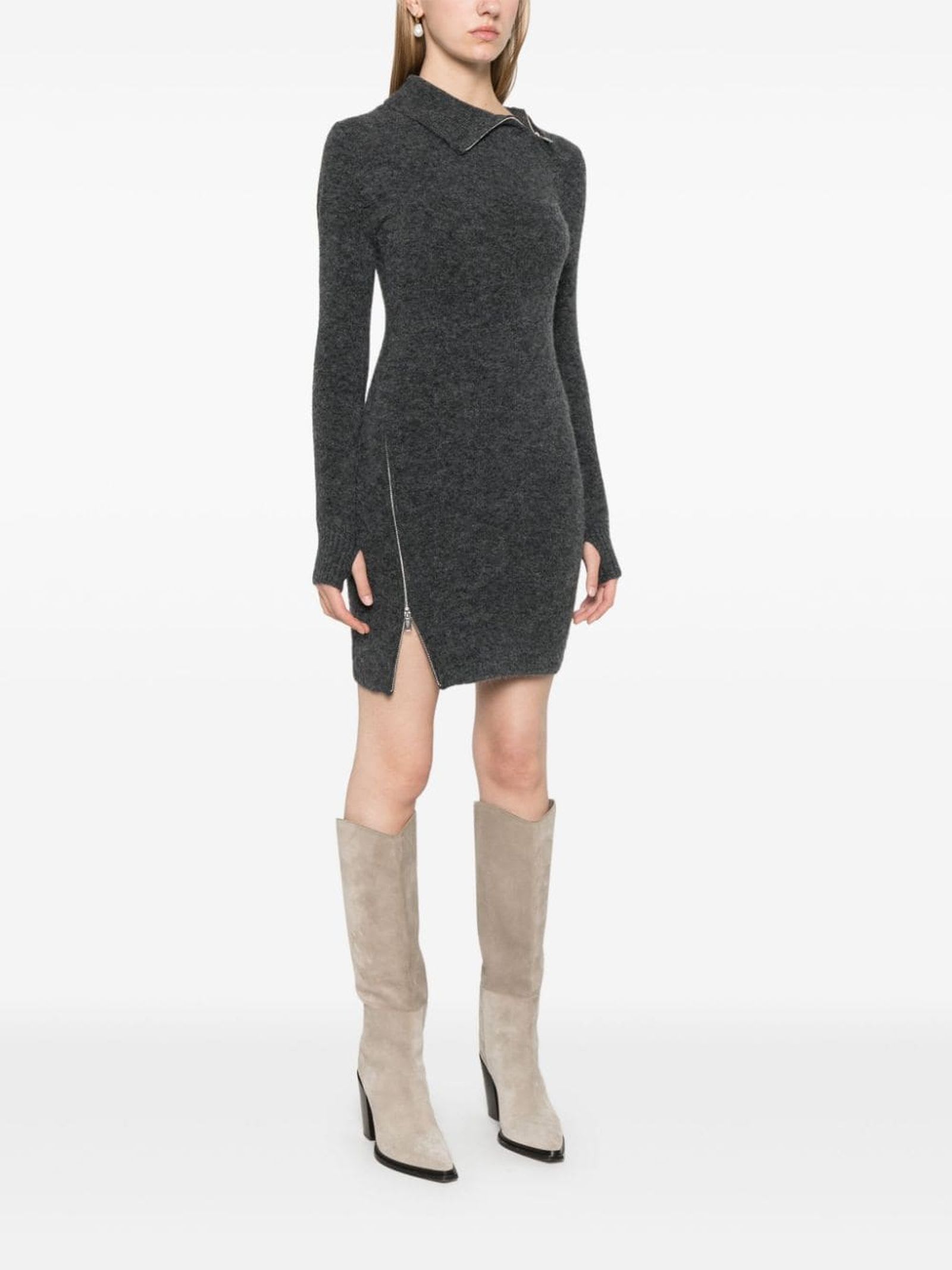 Shop Marant Etoile Grey Alpaca Wool-blend Ohara Dress