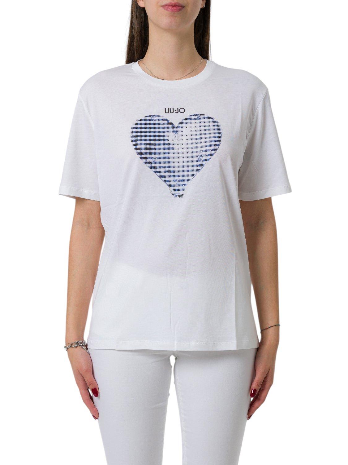 Liu •jo Heart Embellished Crewneck T-shirt