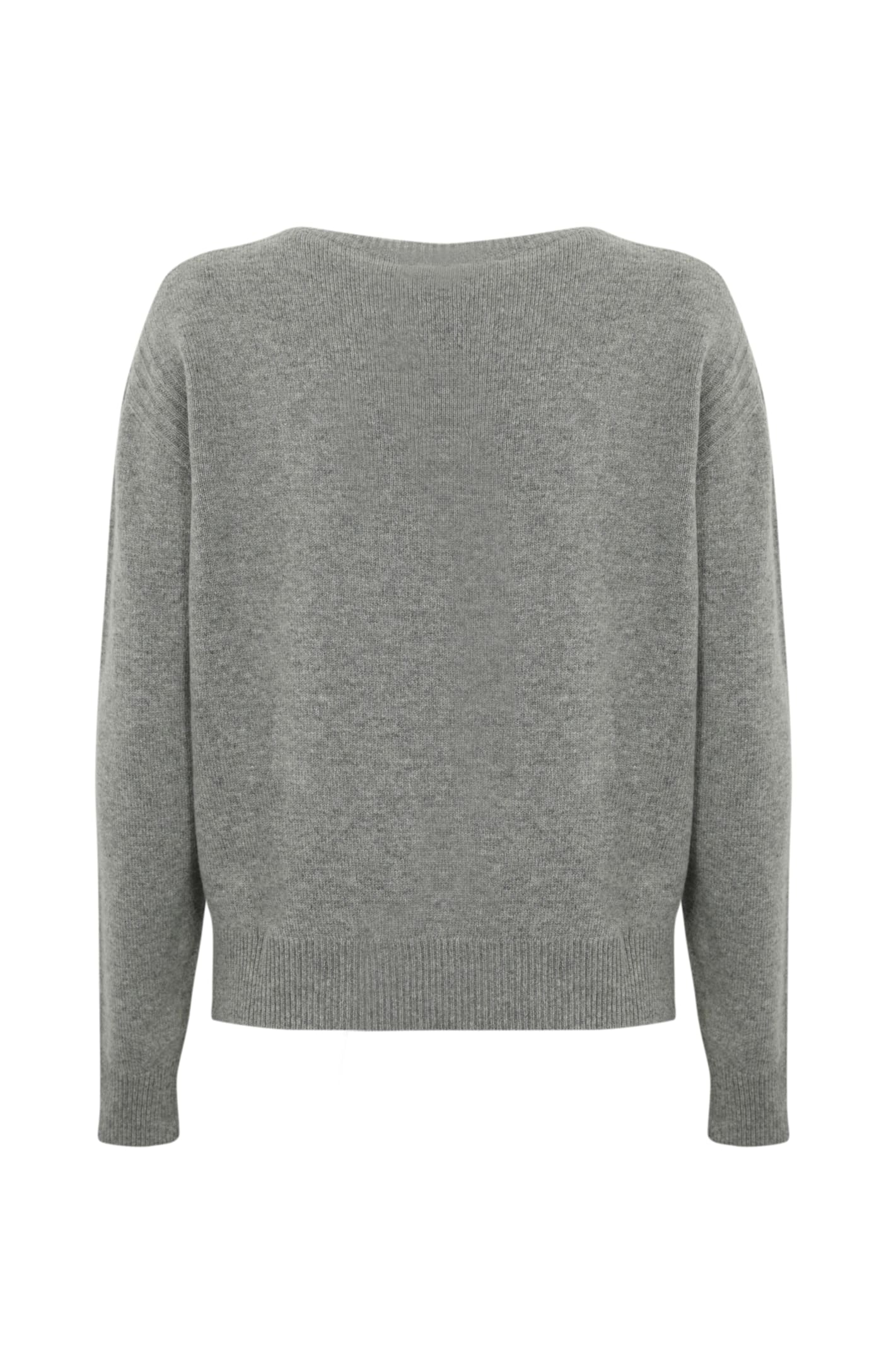 Shop Twinset Wool Blend Logo Sweater In Warm Melange Grey