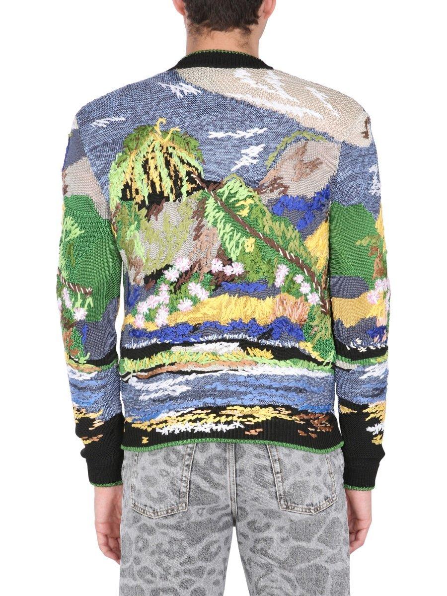 Shop Saint Laurent Teddy Tropical Embroidered Jacquard Jacket In Multicolour