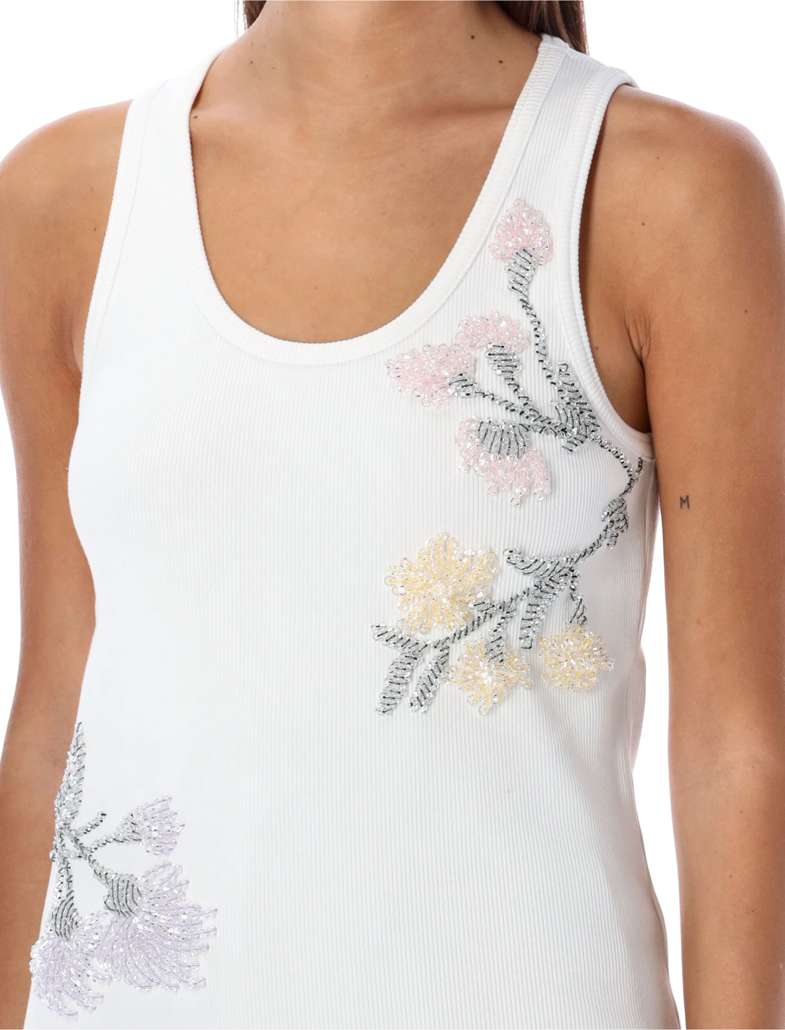 Shop Bottega Veneta White Stretch Cotton Tank Top