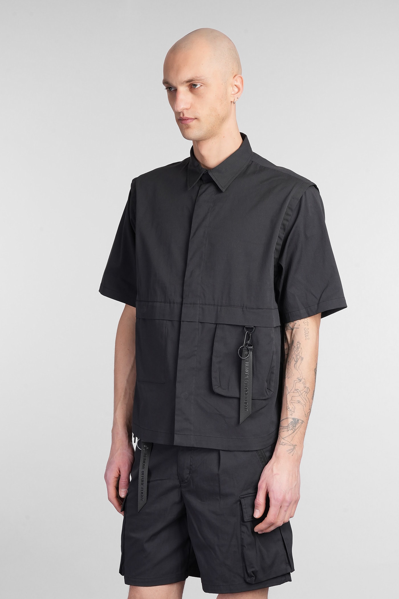 ALPHA INDUSTRIES UTILITY SHIRT SHIRT IN BLACK COTTON