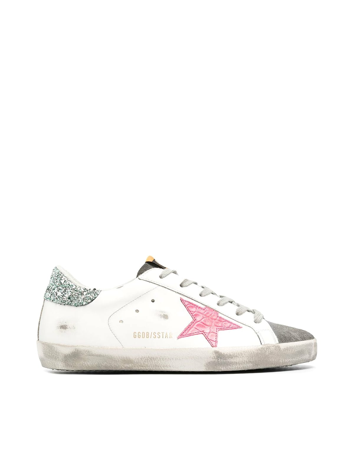 Buy Golden Goose Super-star Leather Upper Cocco Print Star Glitter Heel online, shop Golden Goose shoes with free shipping