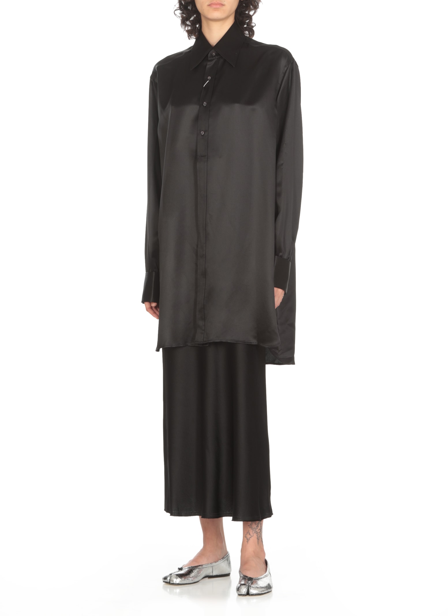 Shop Maison Margiela Silk Shirt In Black