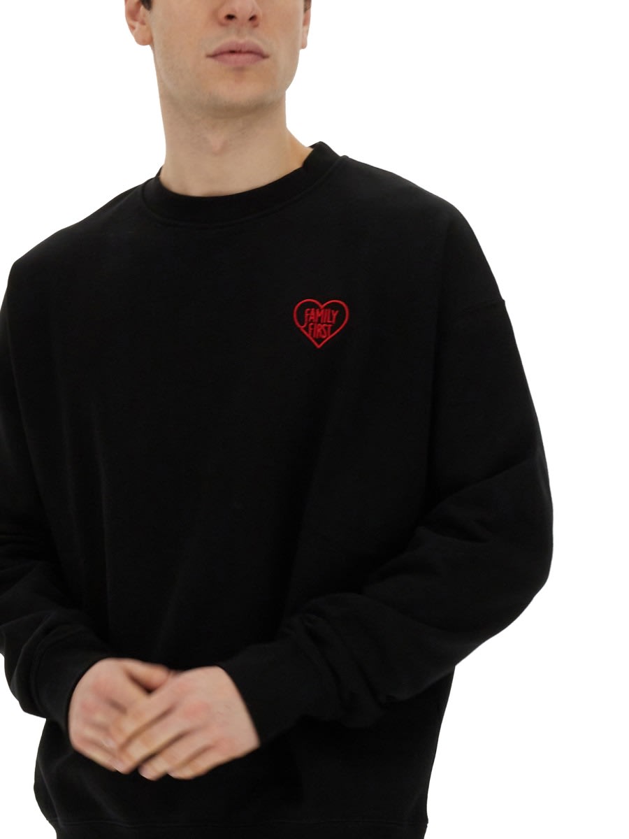 Family First Heart Sweatshirt In Black