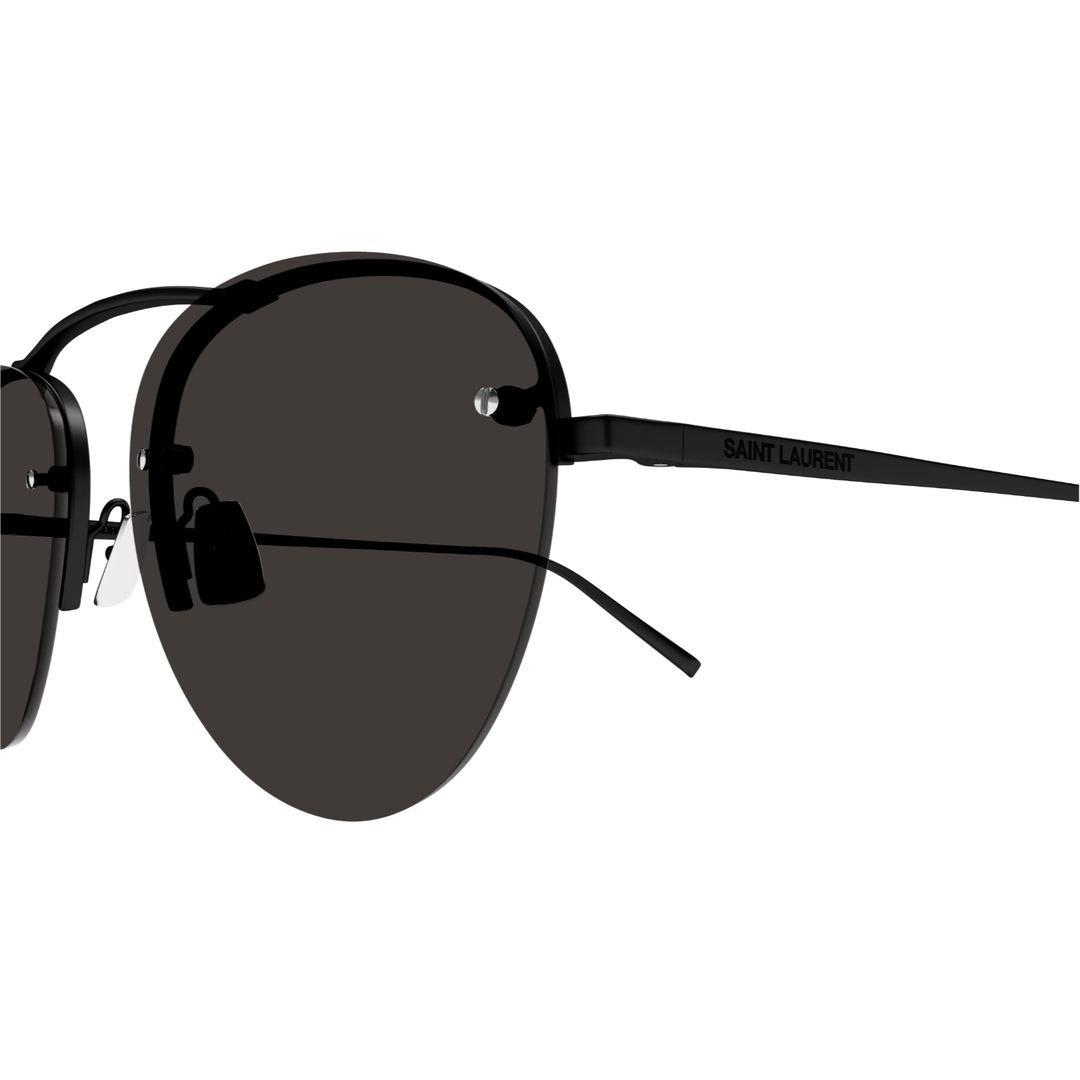 Shop Saint Laurent Aviator Frame Sunglasses In 001 Black Black Black