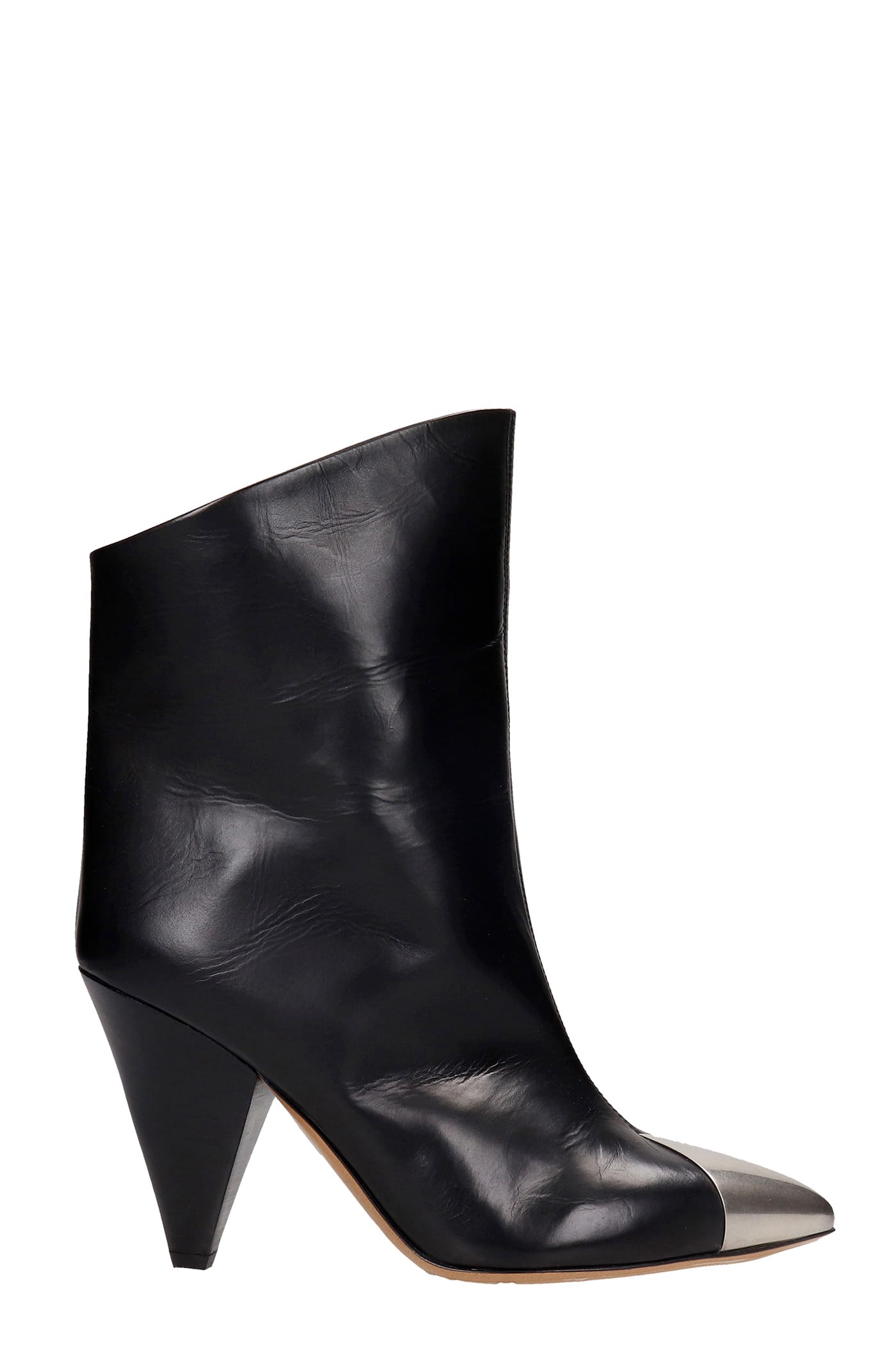 Isabel Marant Lapee High Heels Ankle Boots In Black Leather