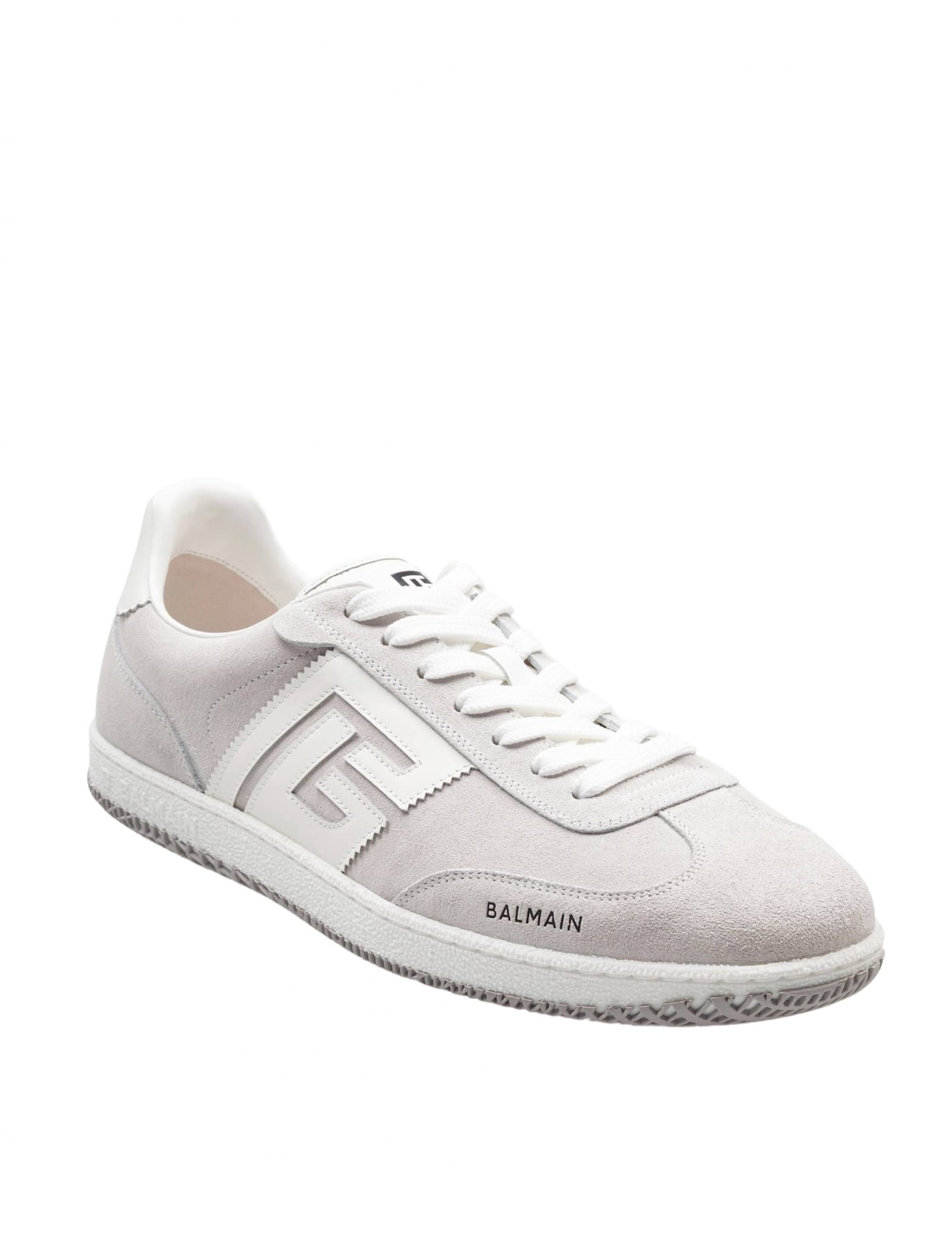 Balmain Swan Sneakers In Suede And Smooth Calfskin In White