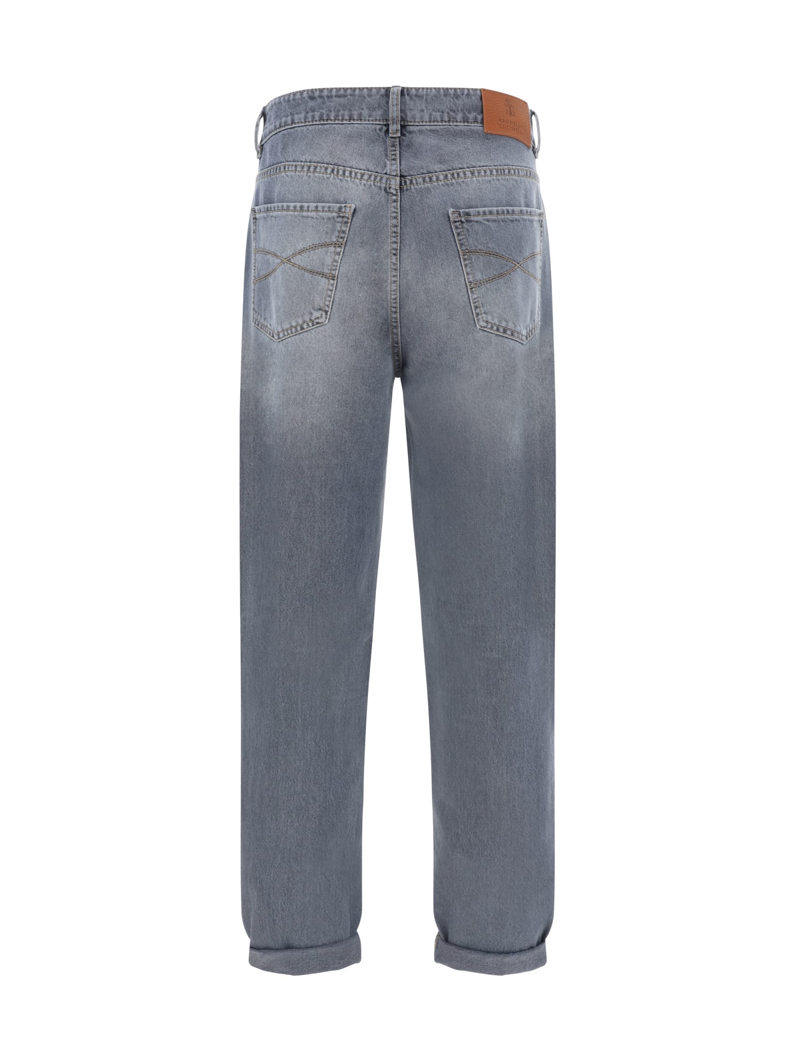 Shop Brunello Cucinelli Denim Pants In Denim Grigio Medio