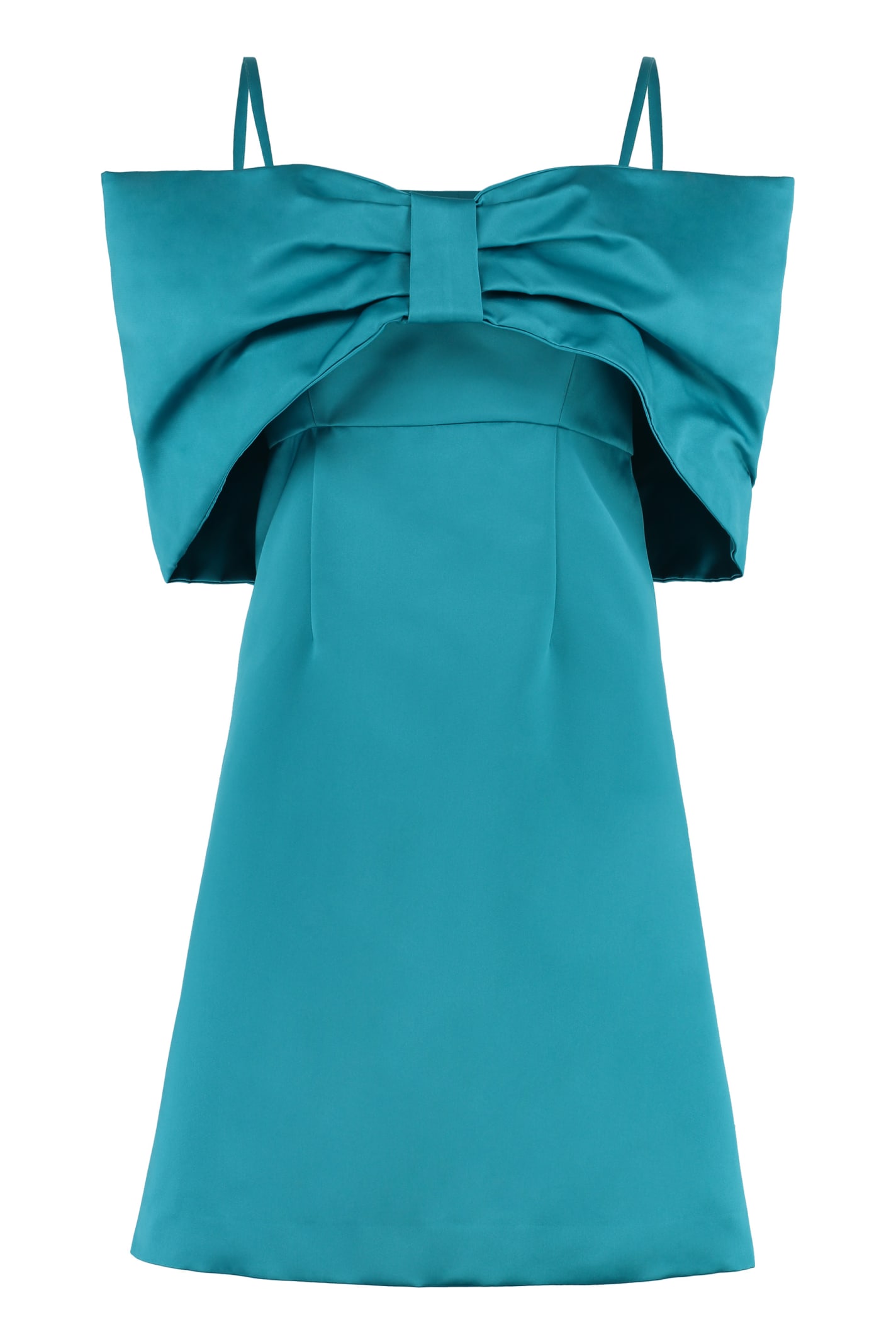 Shop P.a.r.o.s.h Bow Detail Dress In Turquoise