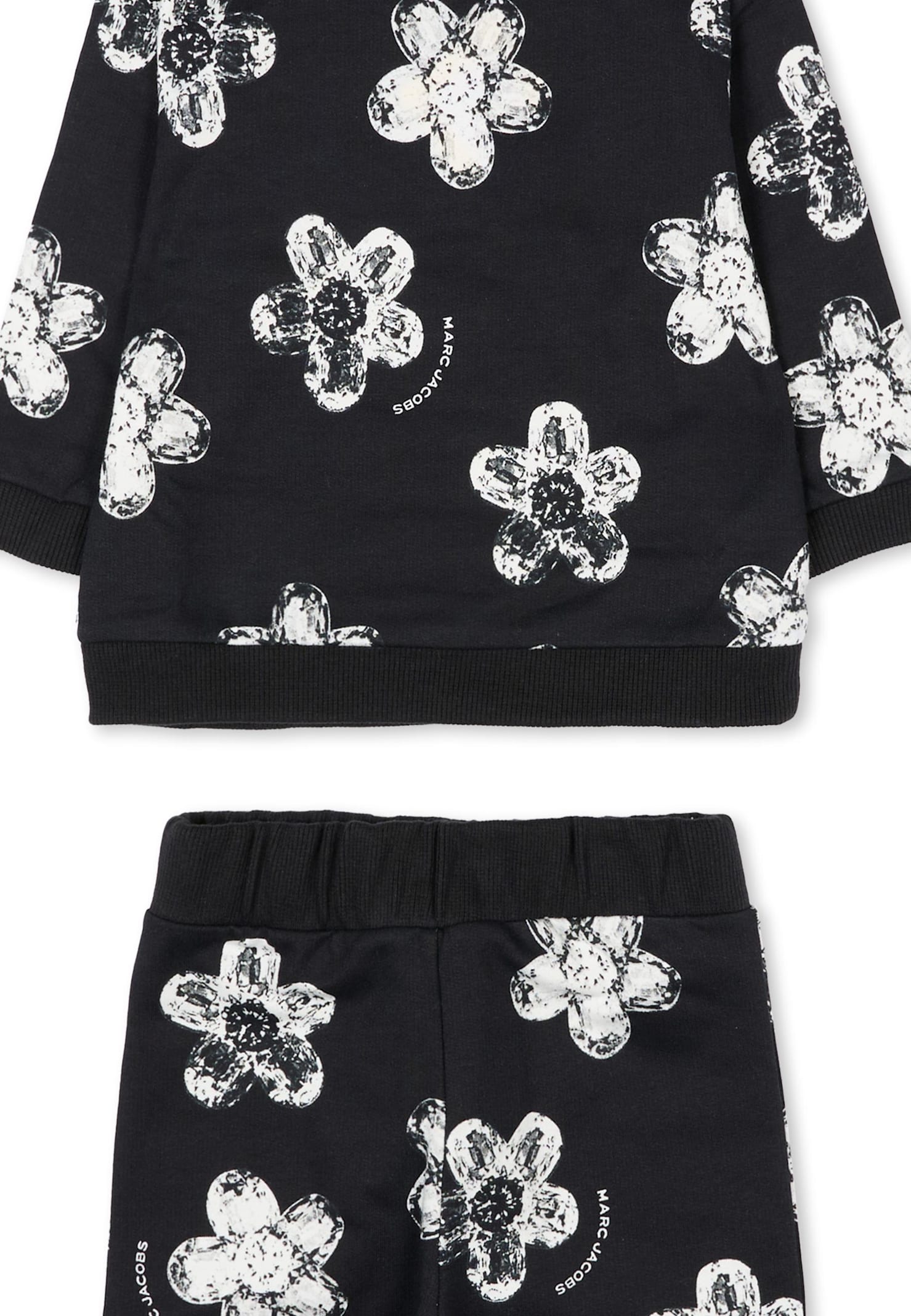 Marc Jacobs Black Suit For Baby Girl With Flowers In Black