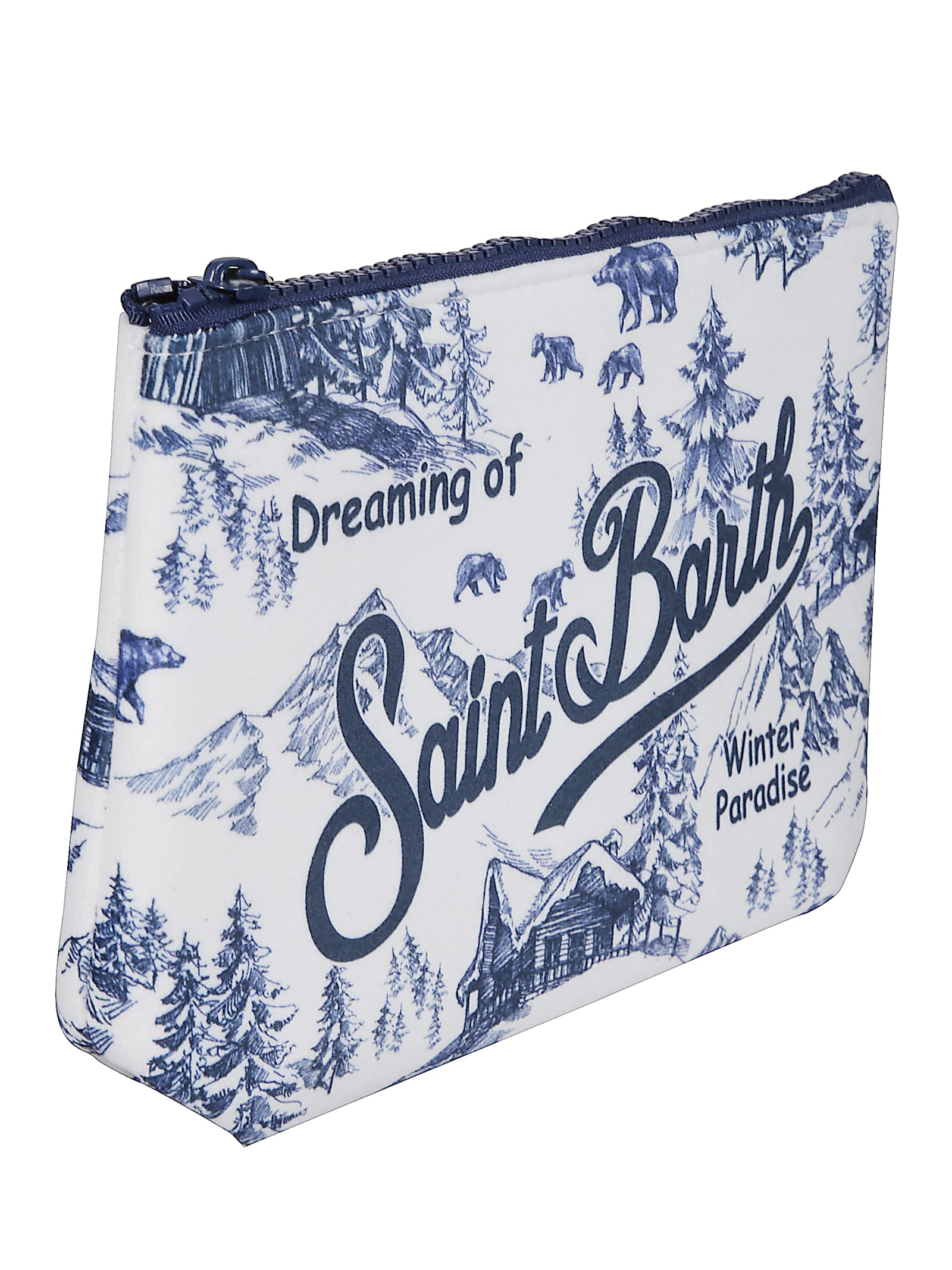 Mc2 Saint Barth Aline Printed Wrist Strap Clutch Bag In Blue