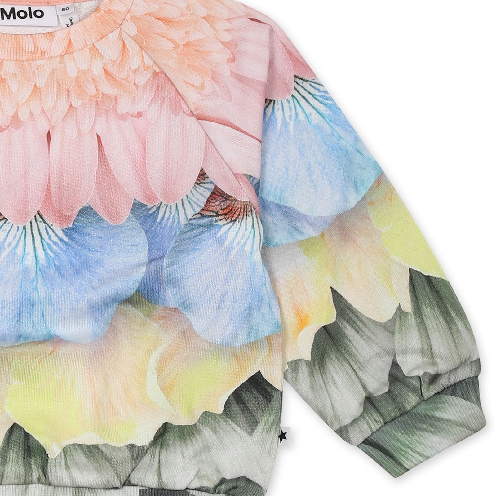 Molo Multicolor Sweatshirt For Baby Girl With Petal Print In Multicolor