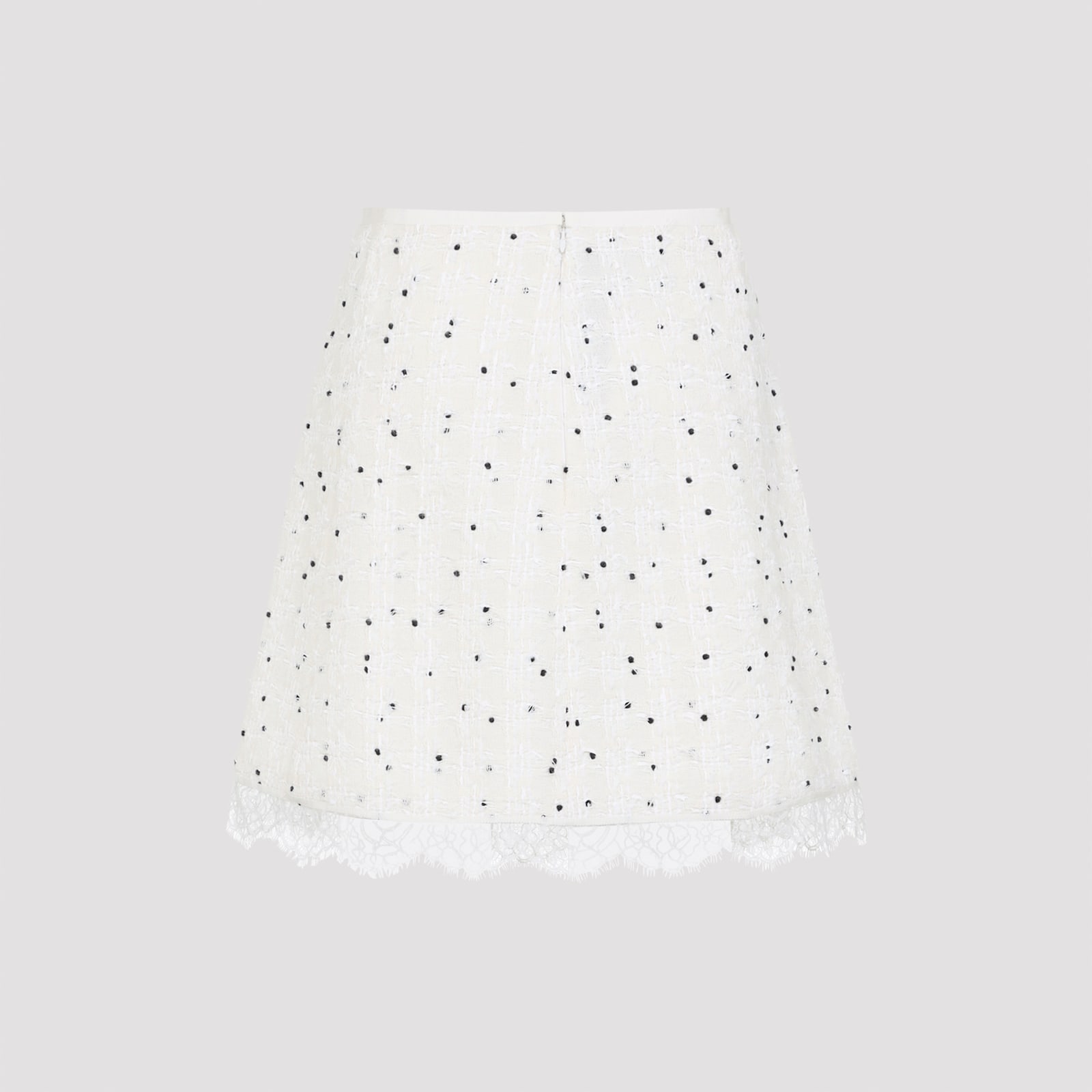 Giambattista Valli Polka Dot A-line Skirt With Lace Trim In White