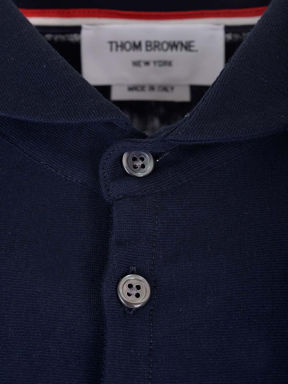 Shop Thom Browne Cotton Knit Polo Shirt In Blue