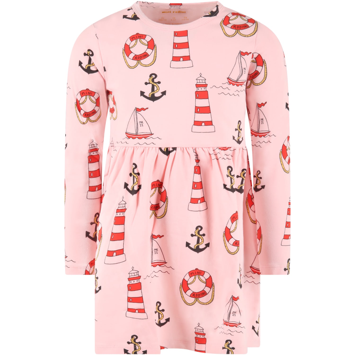 Photo of  Mini Rodini Pink Dress For Girl With Anchors- shop Mini Rodini Dresses, Mini Dresses online sales