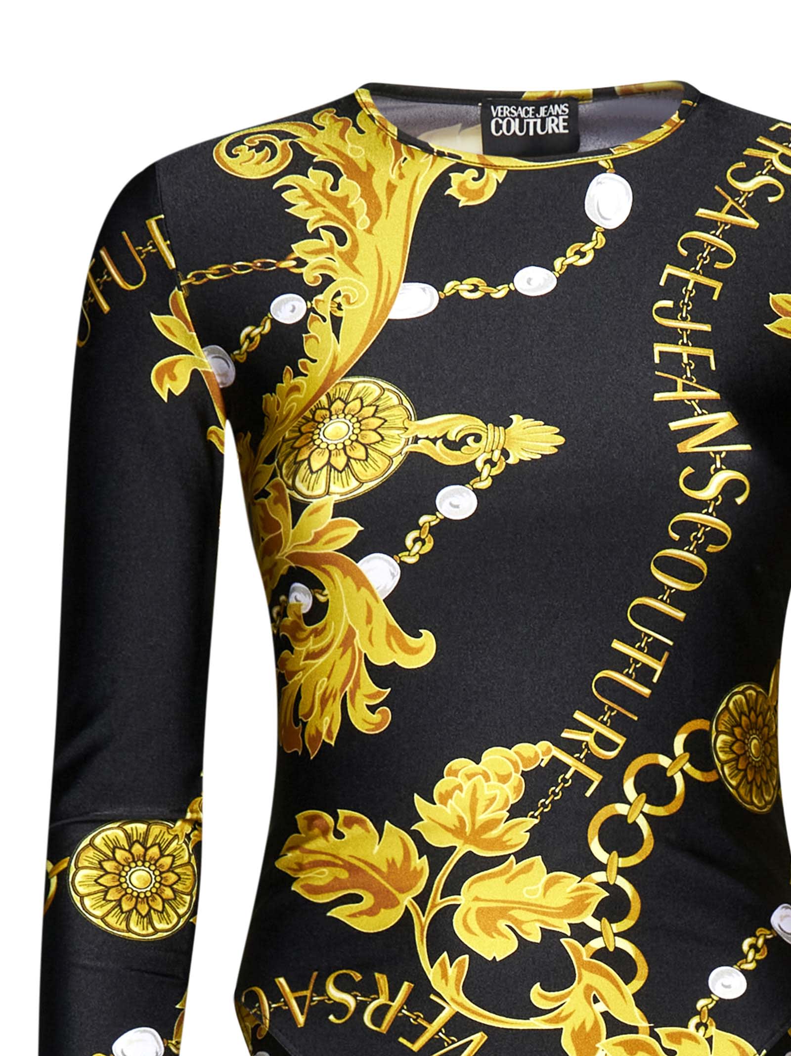 Versace Jeans Couture Black Baroque Long Sleeve Bodysuit – BlackSkinny