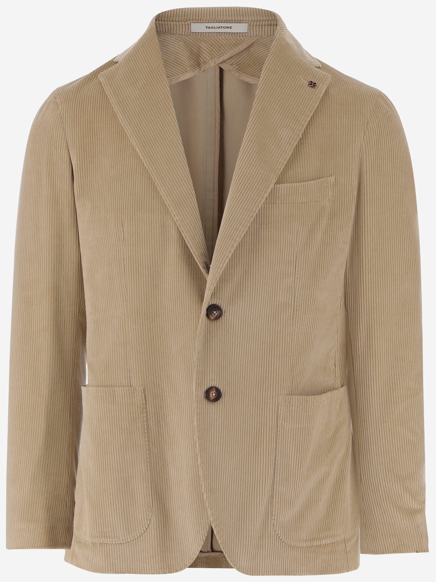Tagliatore Single-breasted Jacket In Stretch Cotton Velvet In Brown
