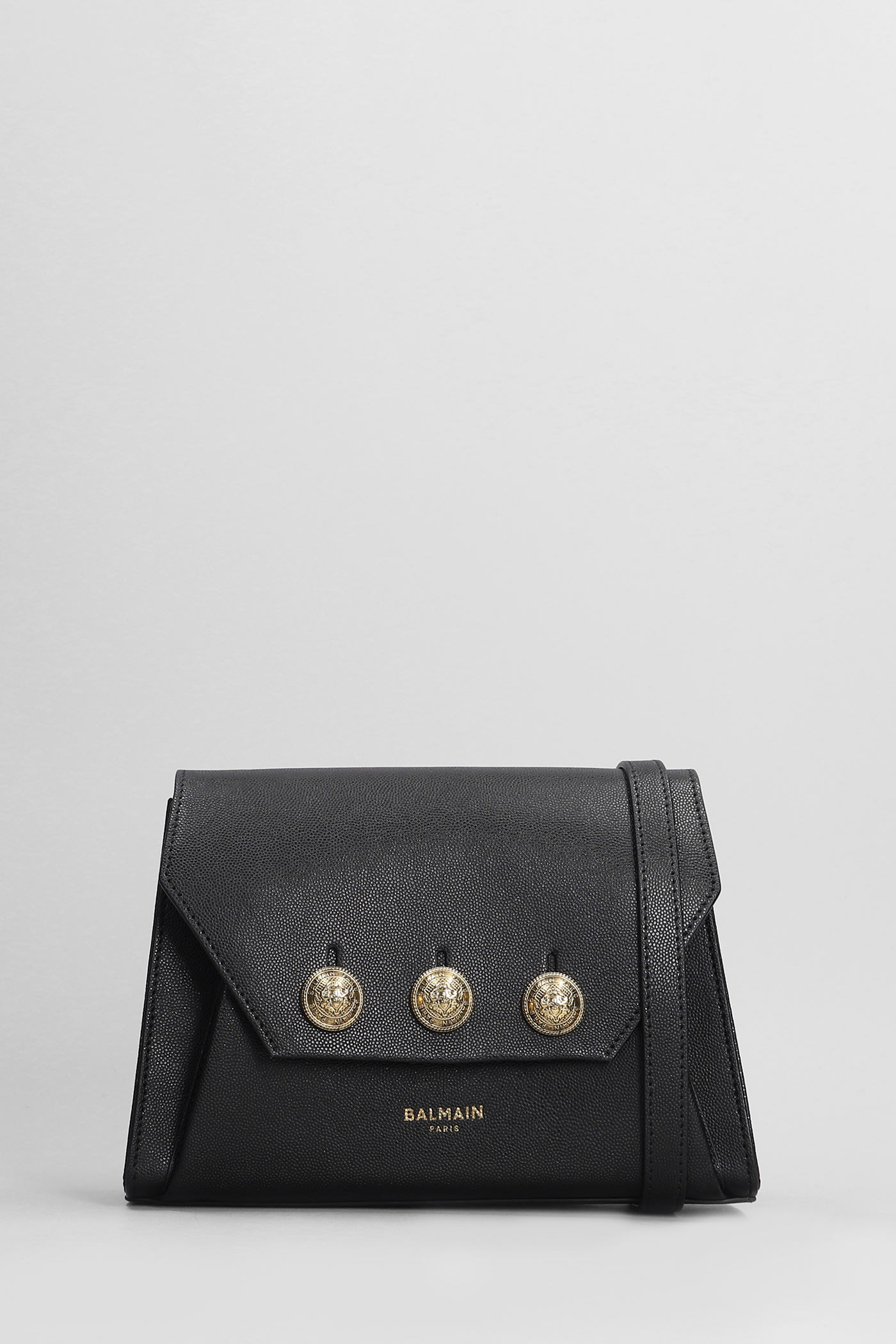 Embleme Flap Shoulder Bag In Black Leather