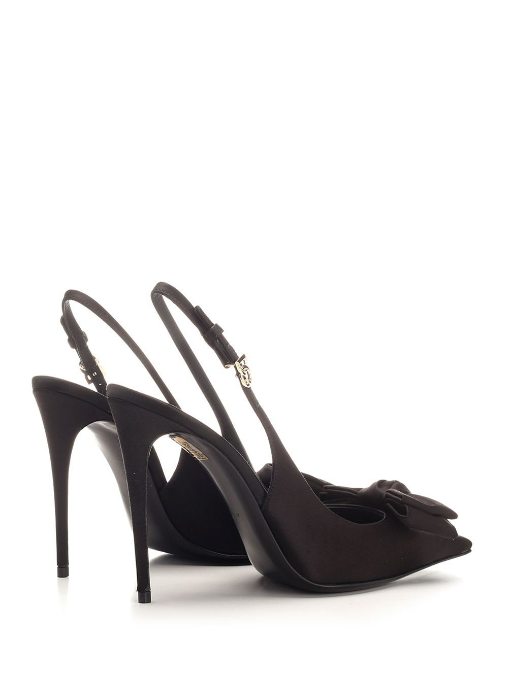 Shop Dolce & Gabbana Satin Slingbacks In Black