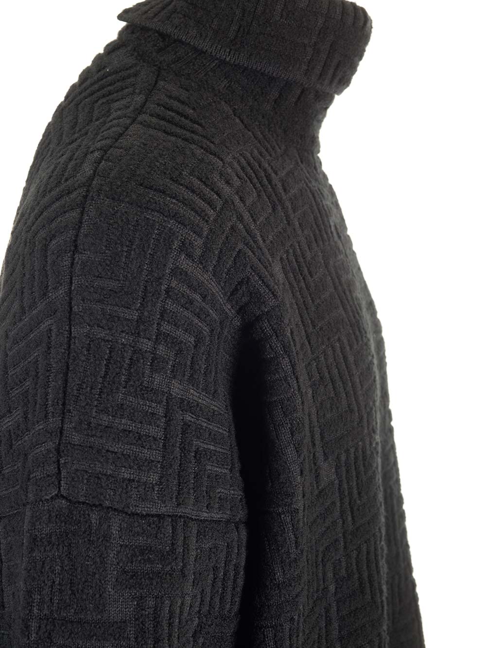 Shop Fear Of God Black Turtleneck In Jacquard Wool