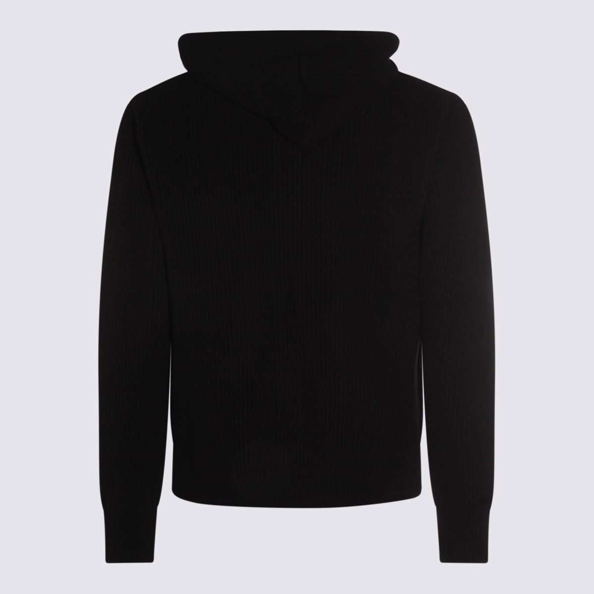 Lardini Crewneck Hooded Sweater Side Pockets In Black