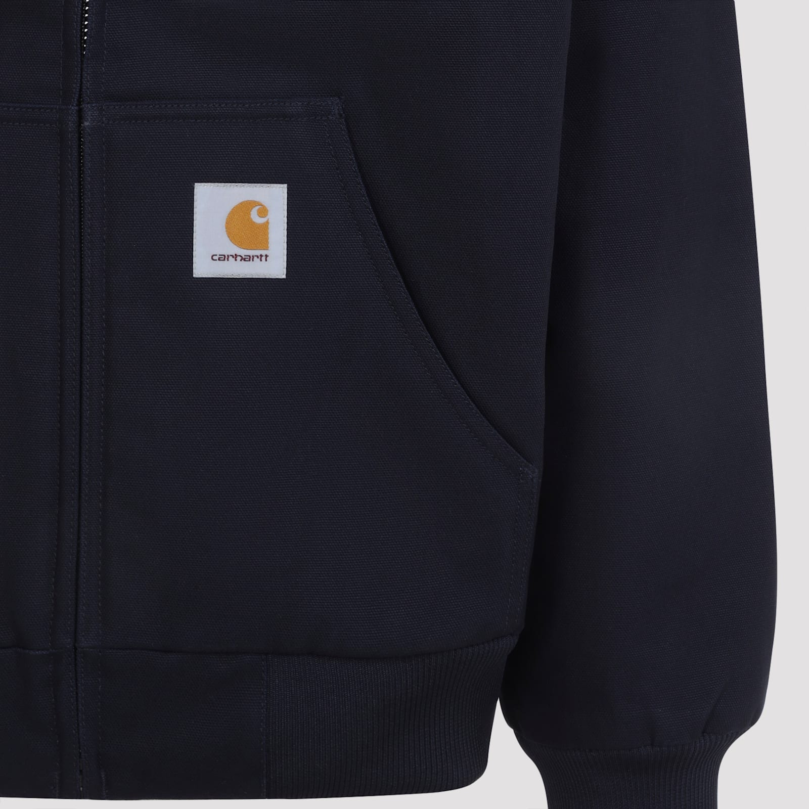 Carhartt Hooded Jacket With Pockets And Ribbed Finish In Blue