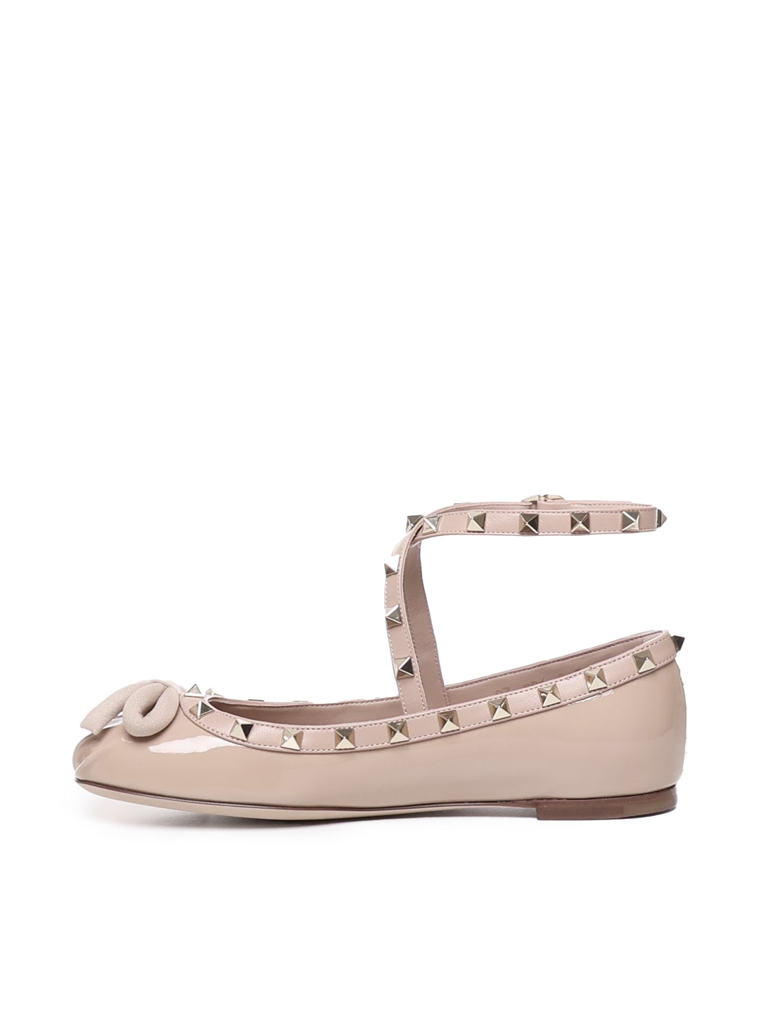 Shop Valentino Rockstud Ballerinas In Patent Leather