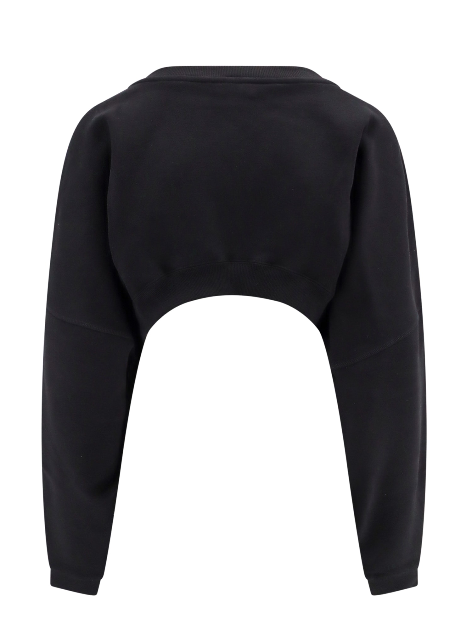 Shop Saint Laurent Cropped Sweatshirt In Black
