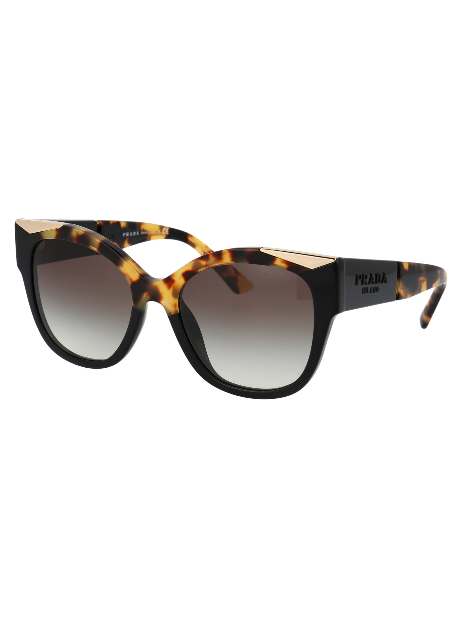 Shop Prada 0pr 02ws Sunglasses In 01m0a7 Black/medium Havana