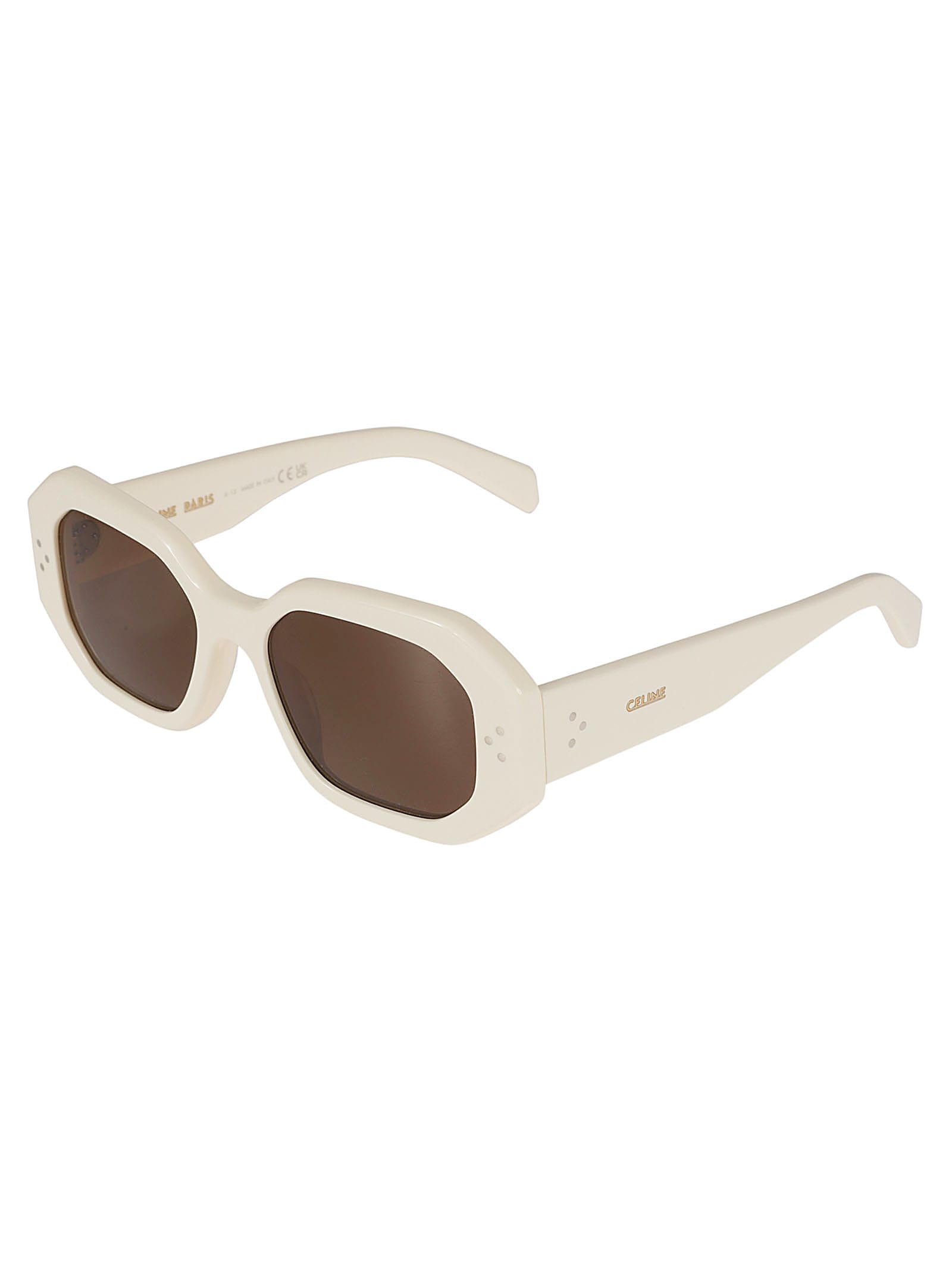 Shop Celine Logo Sided Geometric Lens Sunglasses In 25e