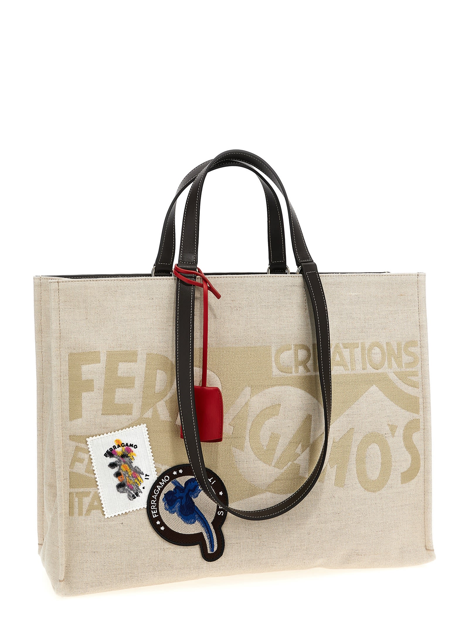 Shop Ferragamo Tote Bag L Shopping Bag In Beige