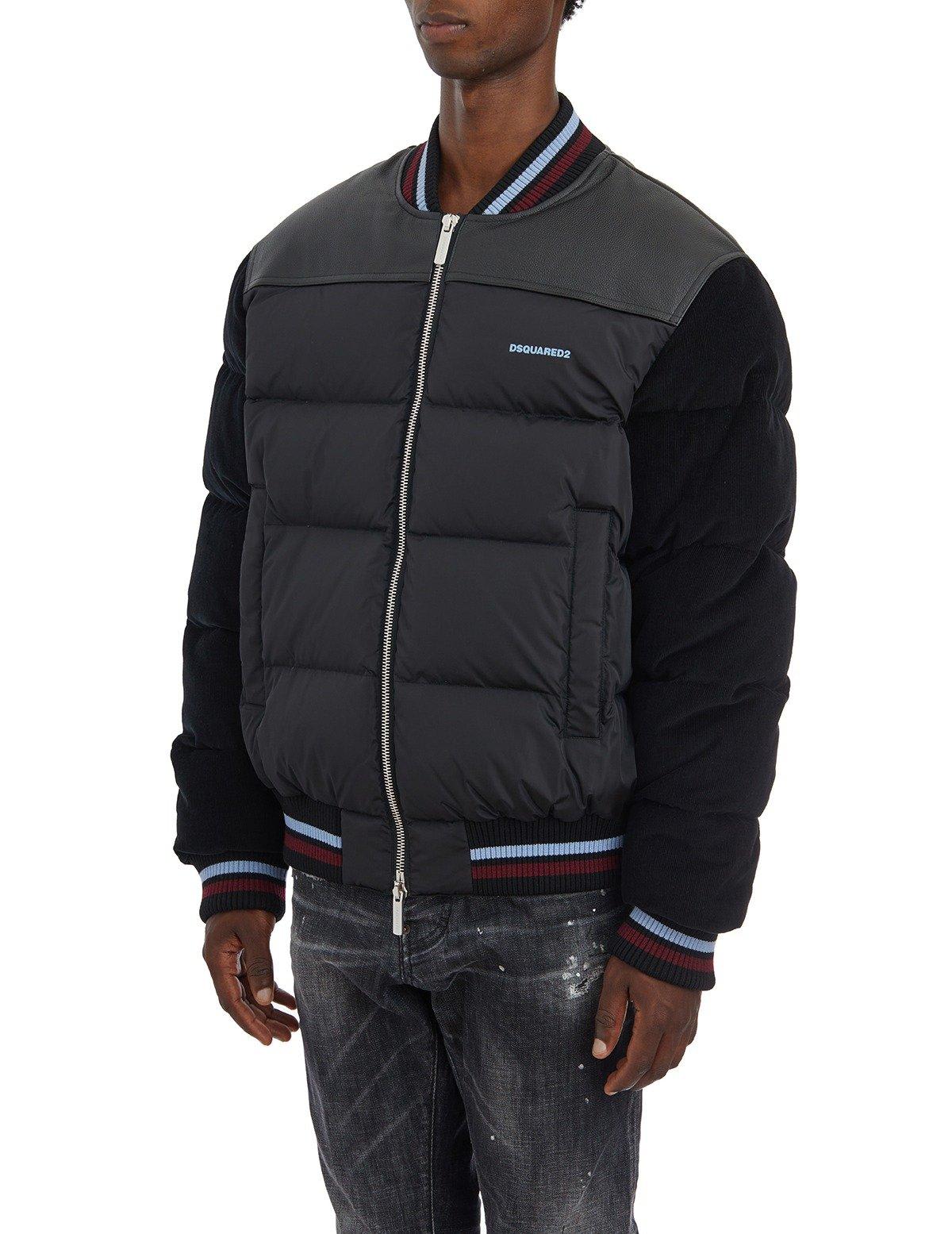 Shop Dsquared2 Mixed Puffer Bomber Jacket In Black