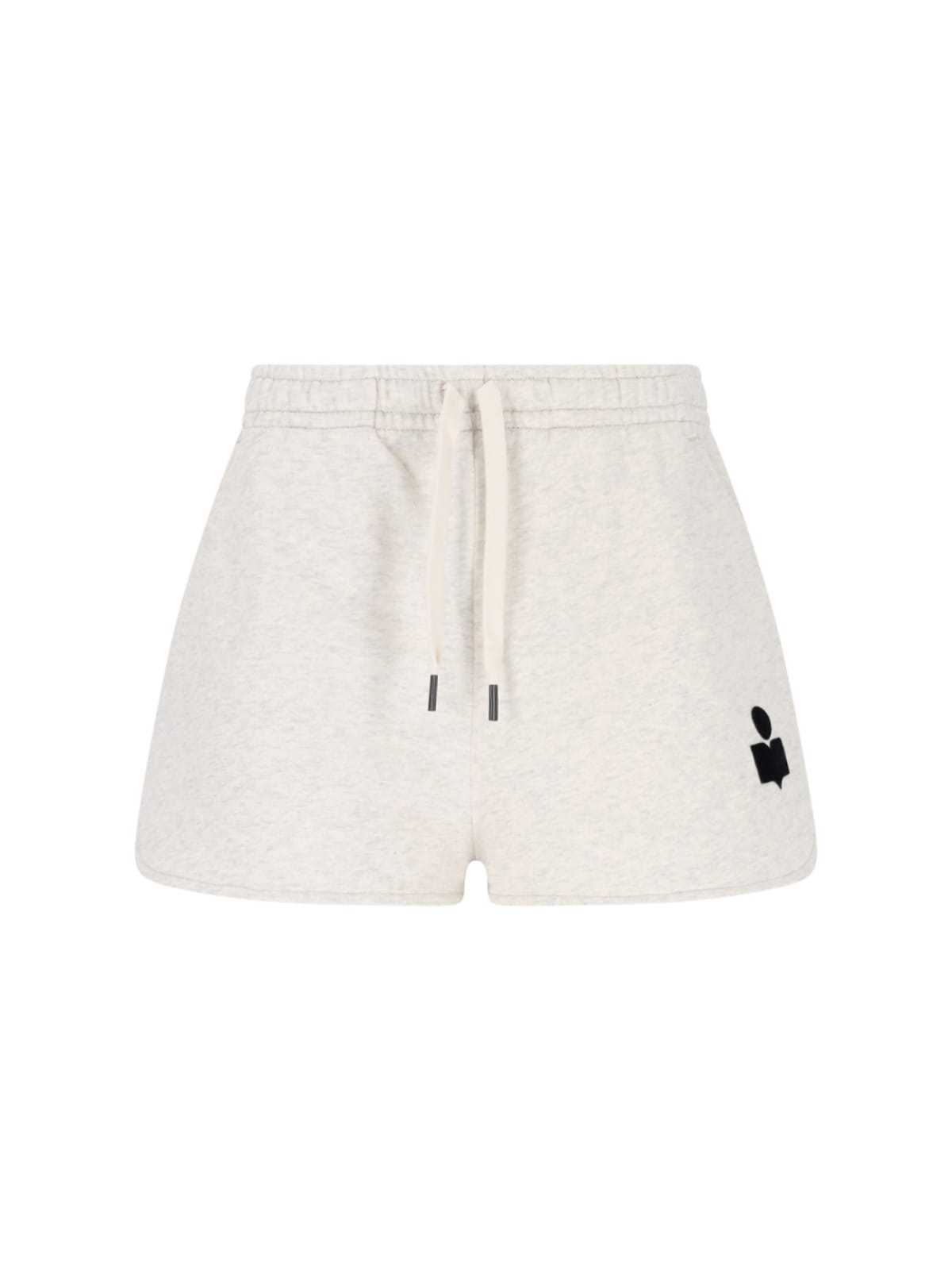 Shop Marant Etoile Logo Jogger Shorts In Gray