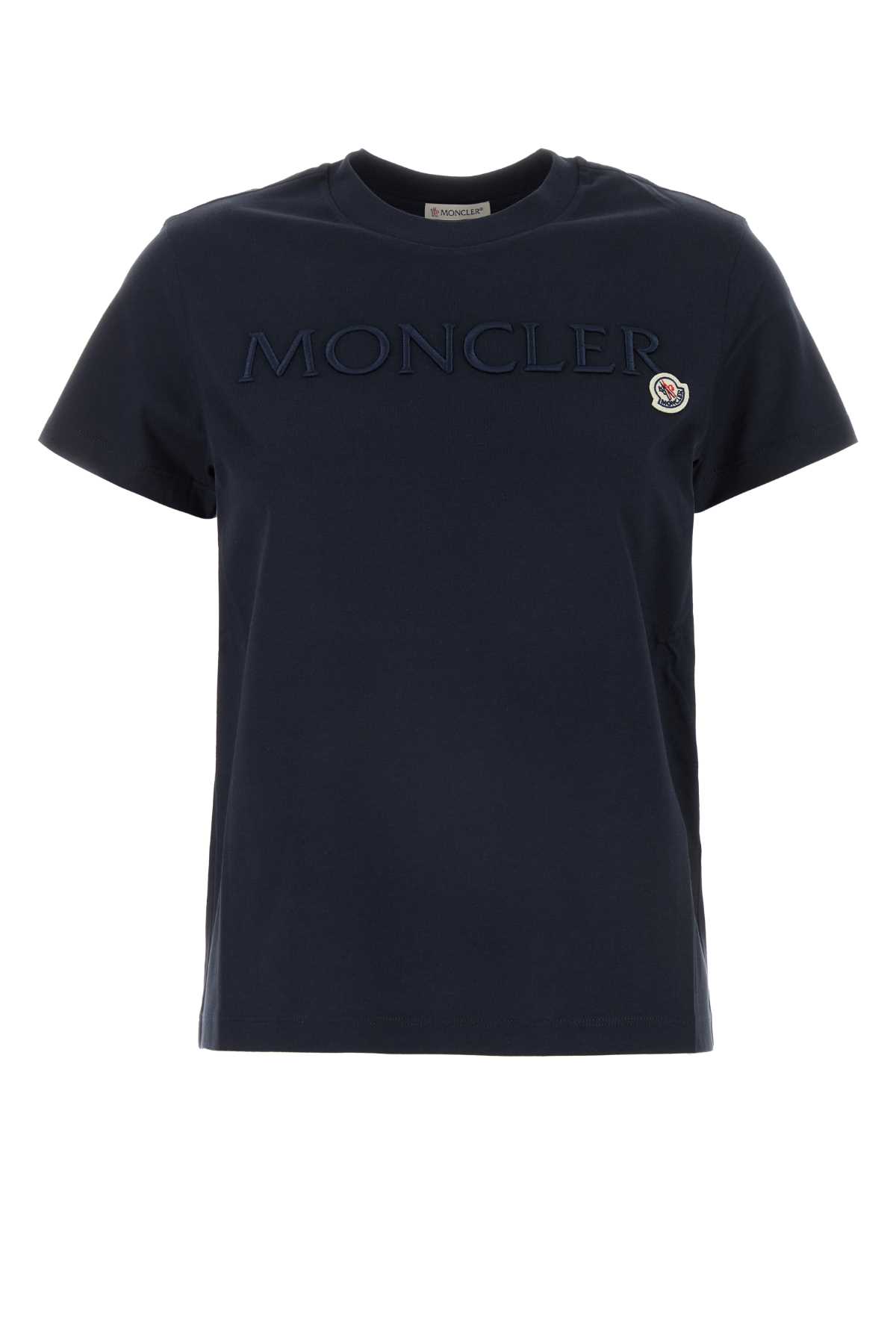 Shop Moncler Navy Blue Cotton T-shirt In 778