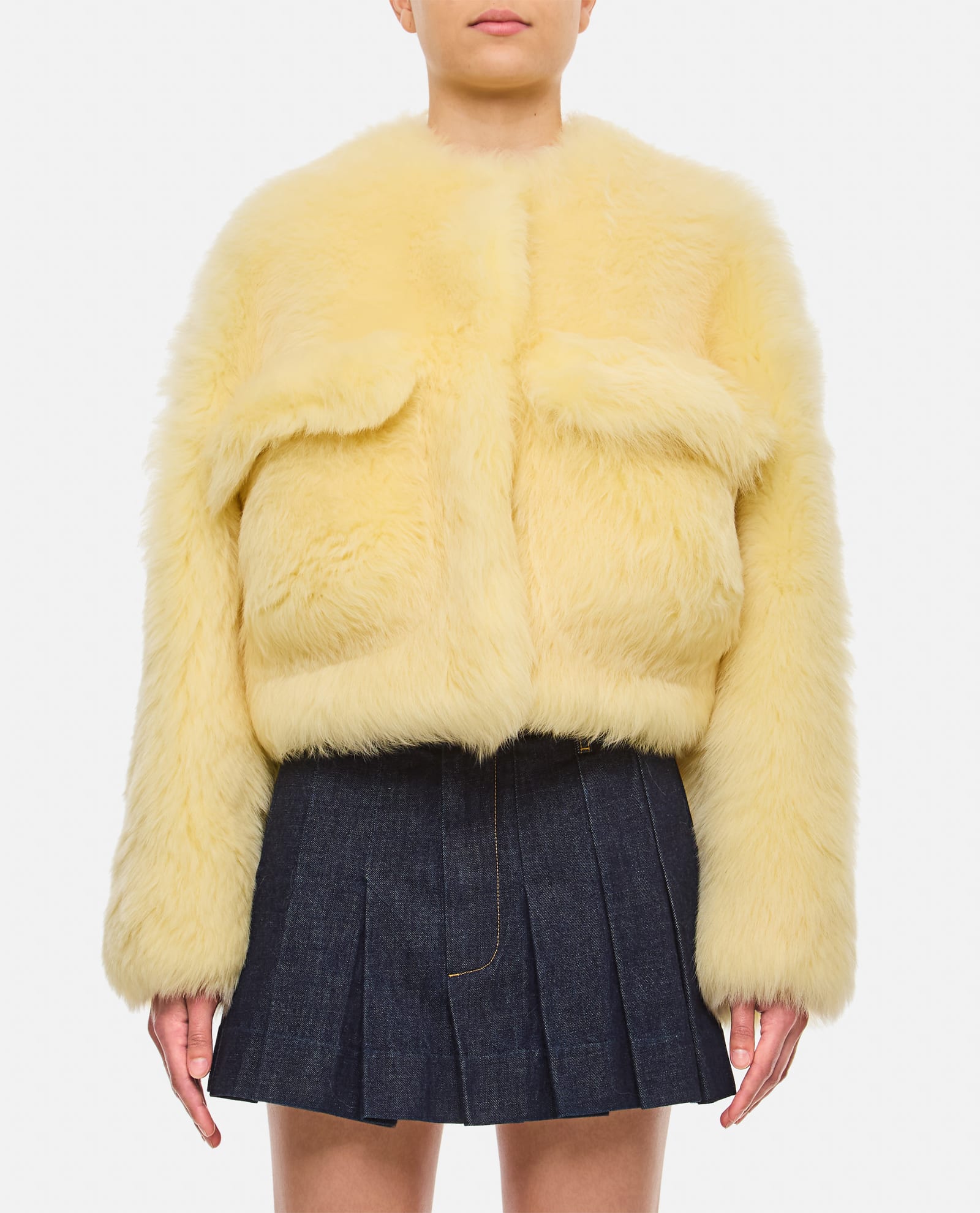 Shop Bottega Veneta Short Shearling Jacket In Yellow