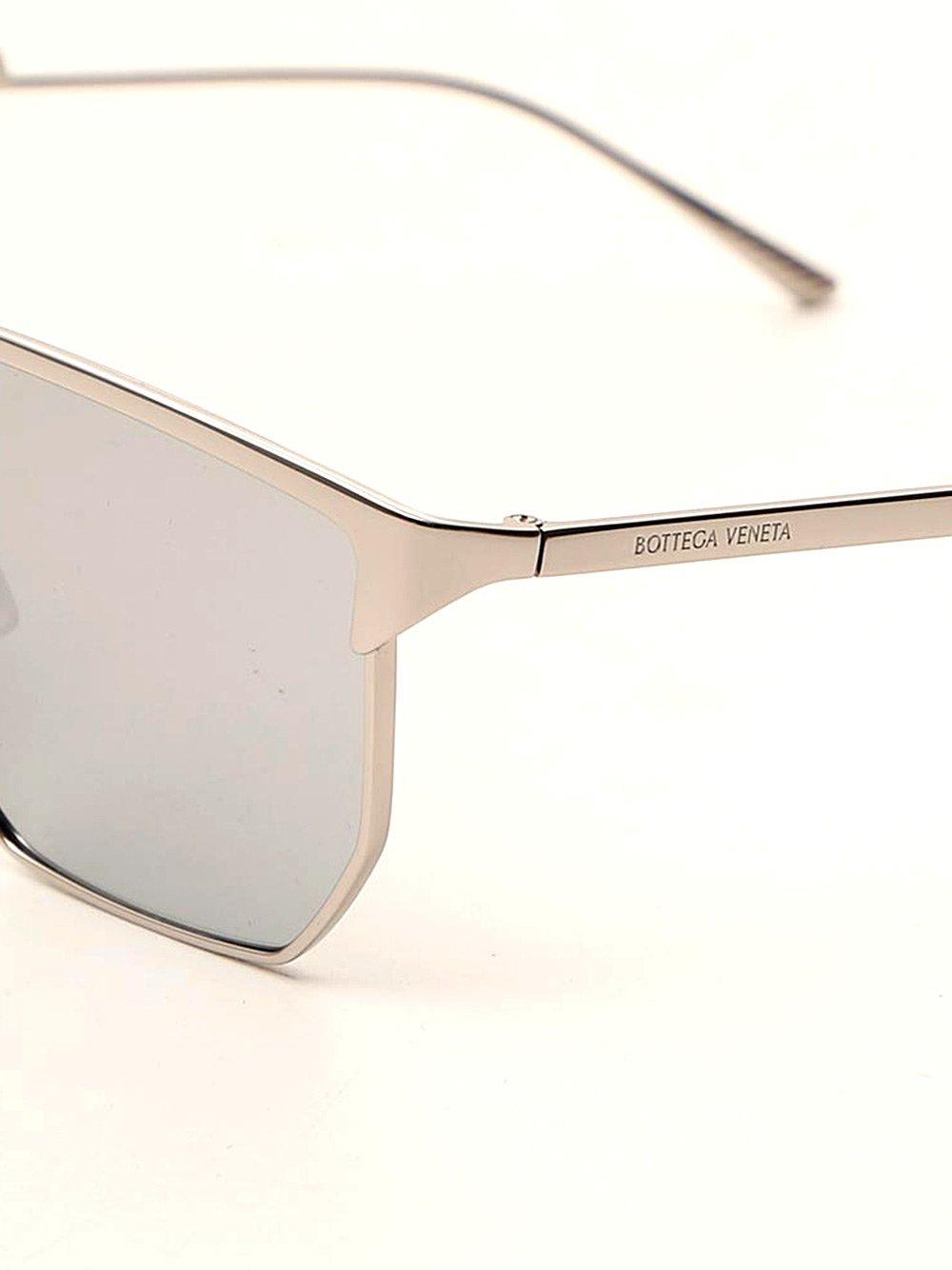 Shop Bottega Veneta Angular Aviator Sunglasses In Silver