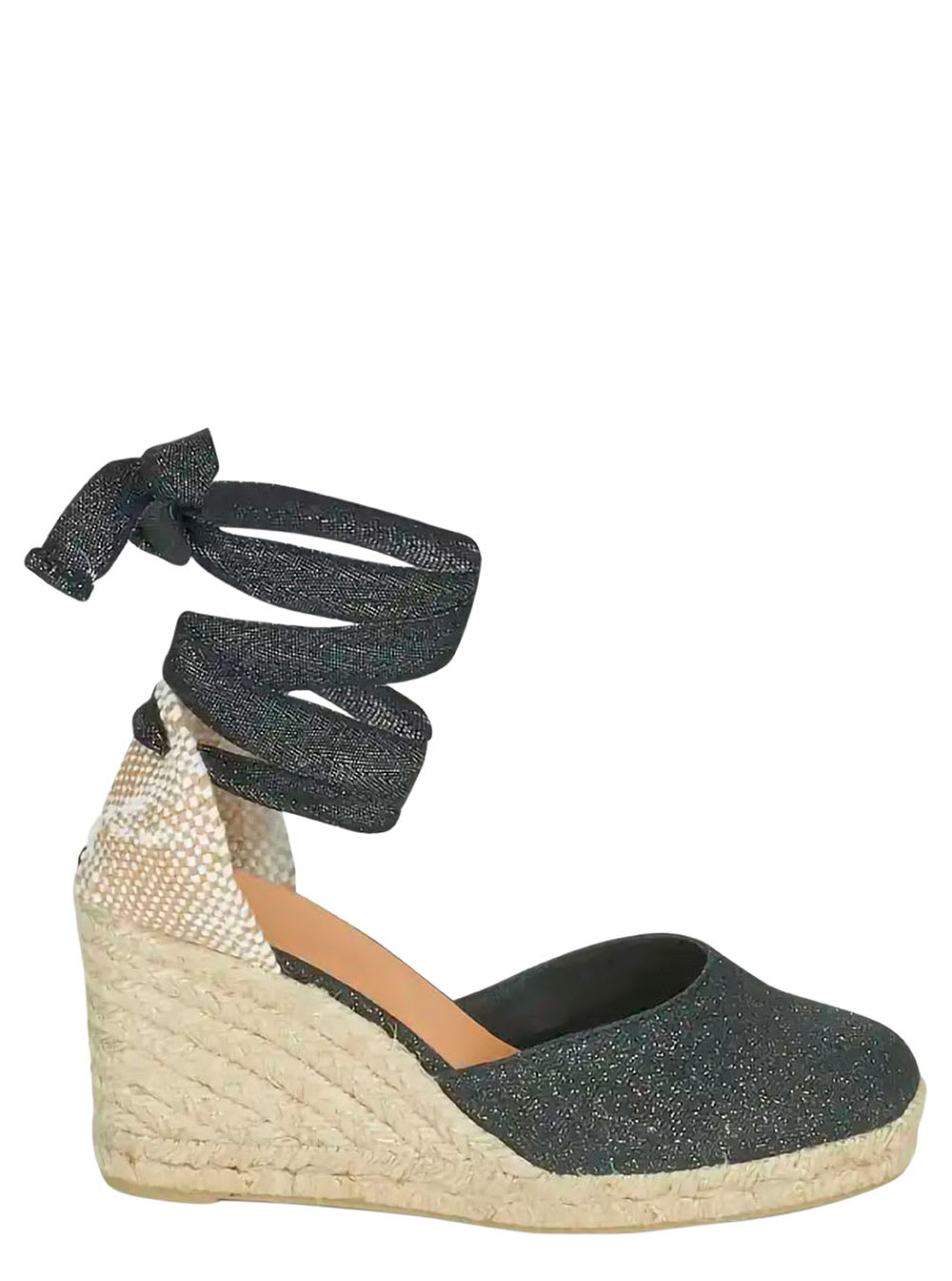 Castañer Grey Lace-up Espadrille Sandals In Cotton Woman