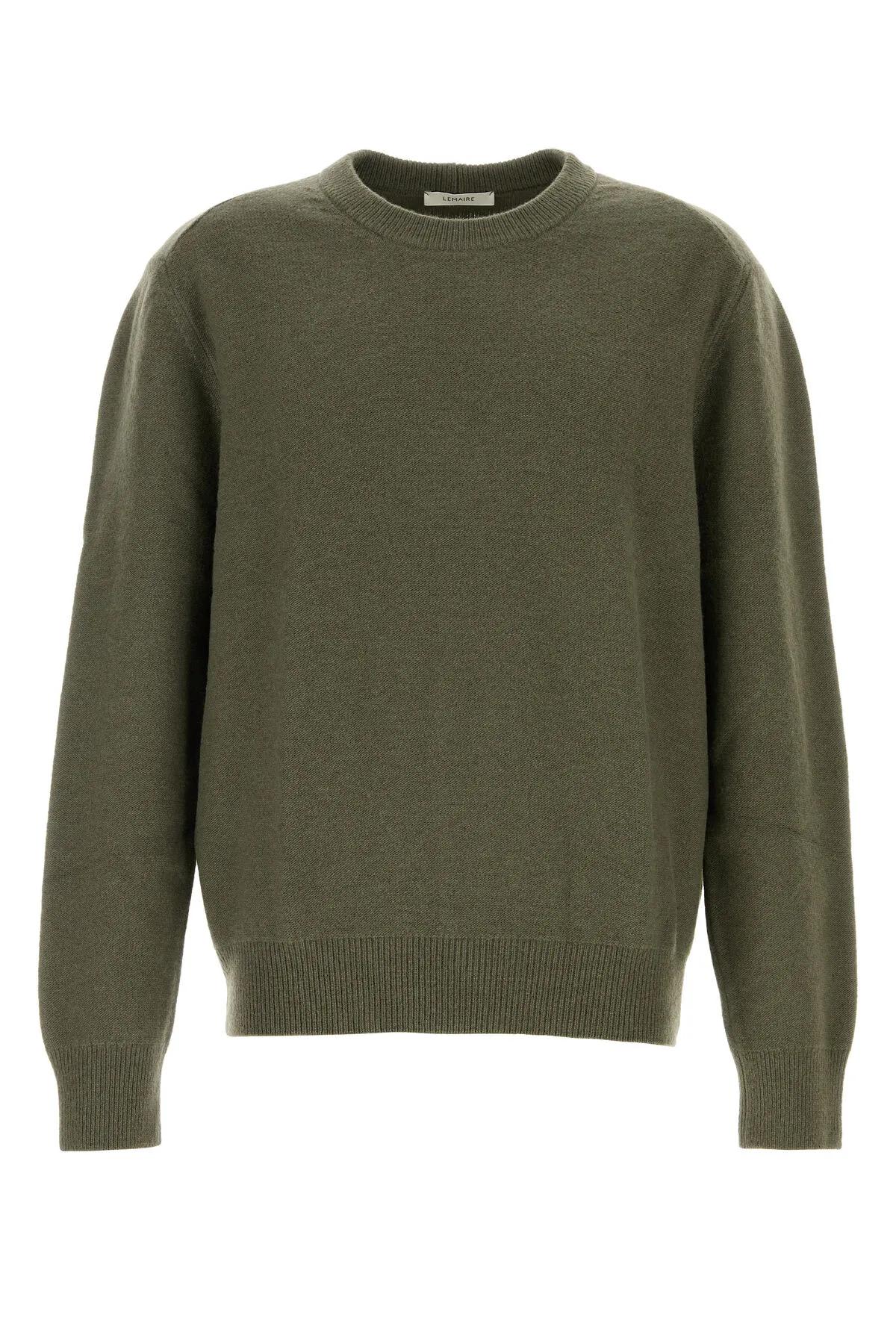 Shop Lemaire Army Green Wool Sweater