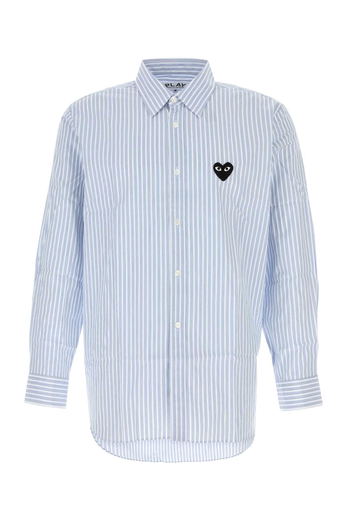 Shop Comme Des Garçons Play Printed Poplin Shirt In Blue