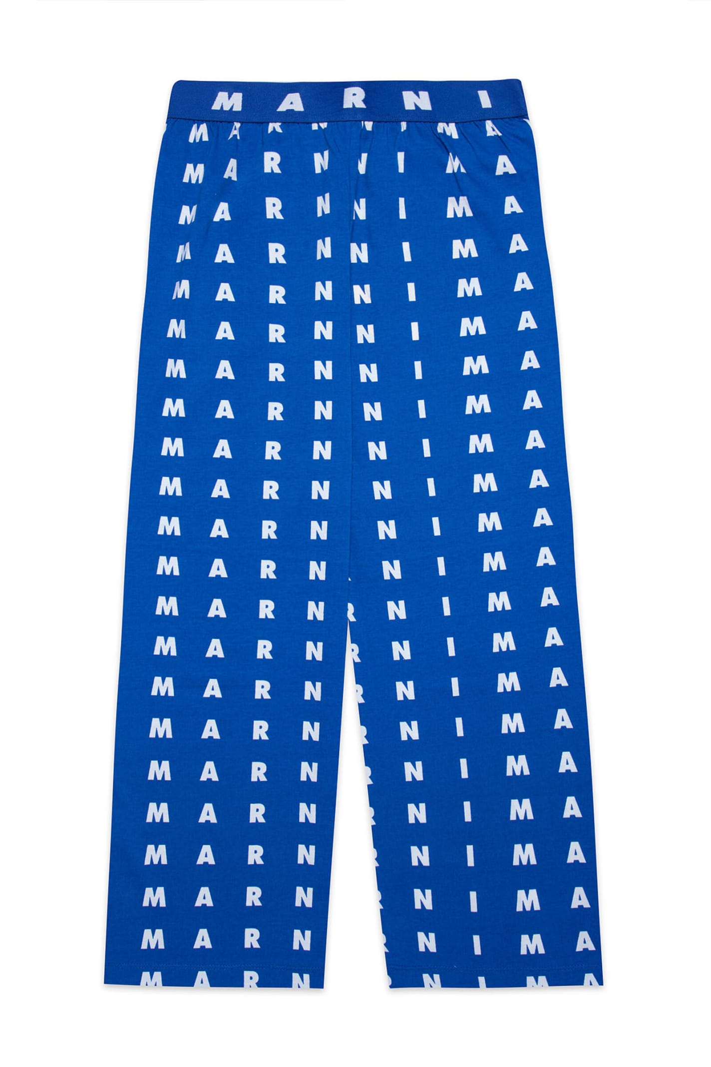 MARNI MP111KF TROUSERS MARNI BLUE JERSEY JOGGING TROUSERS WITH SMALL ALLOVER LOGO
