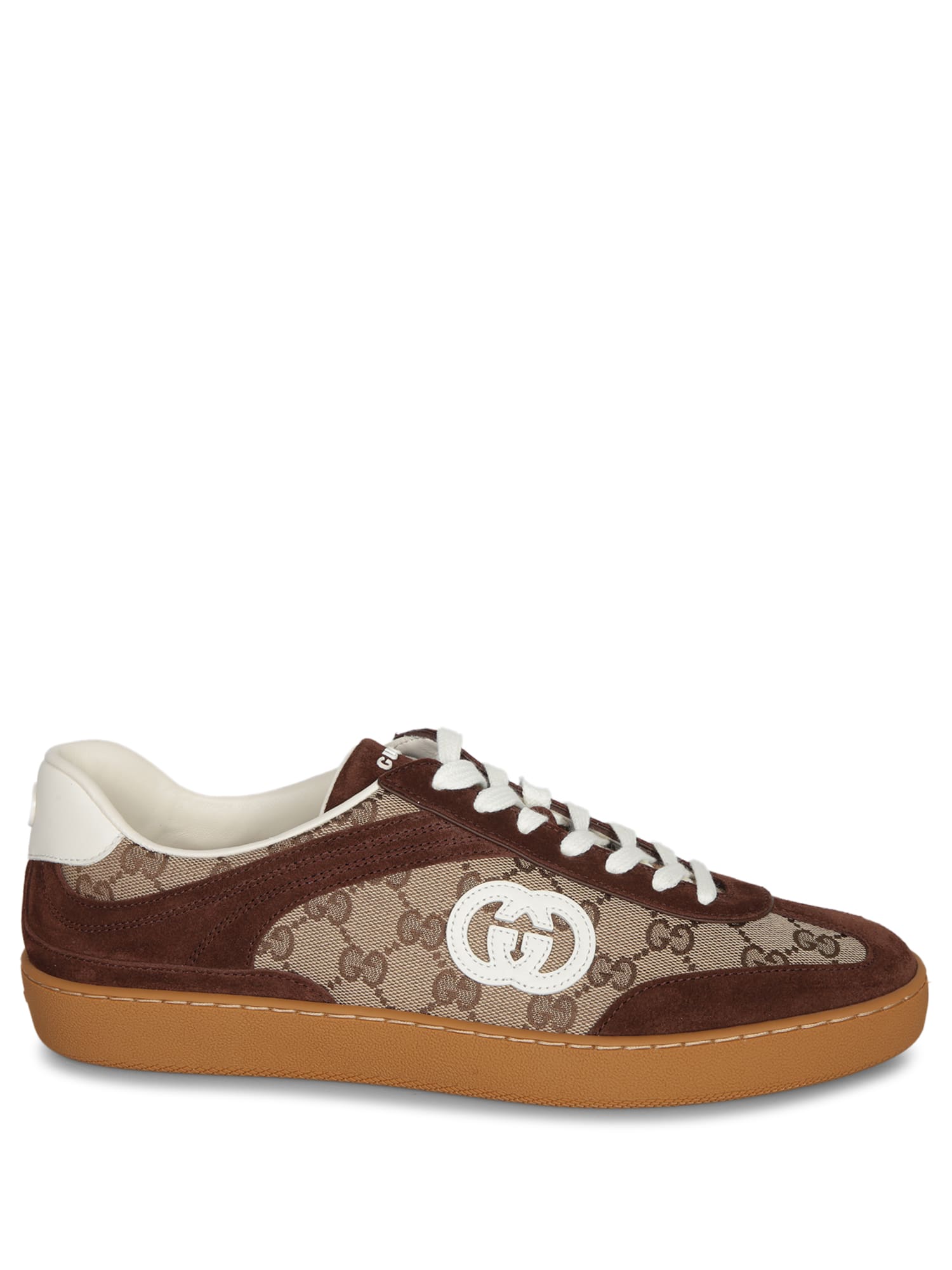 Gucci Gg-canvas Suede Sneakers In Brown