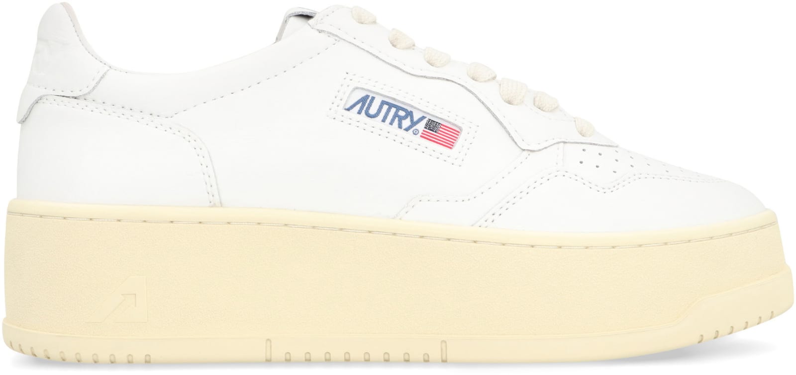 Shop Autry Medalist Leather Platform Sneakers In White