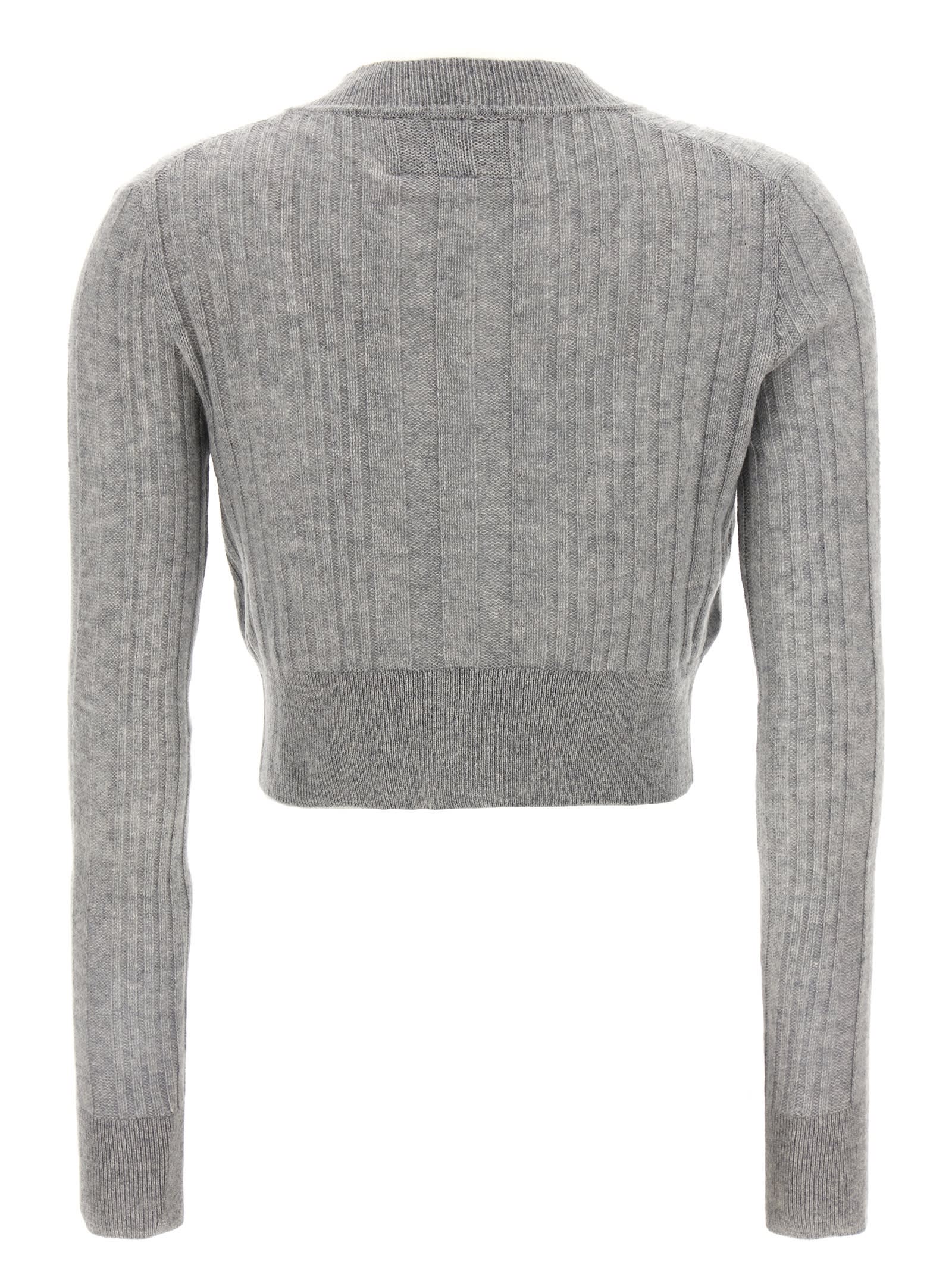 Shop Ermanno Scervino Logo Embroidery Cropped Cardigan In Gray